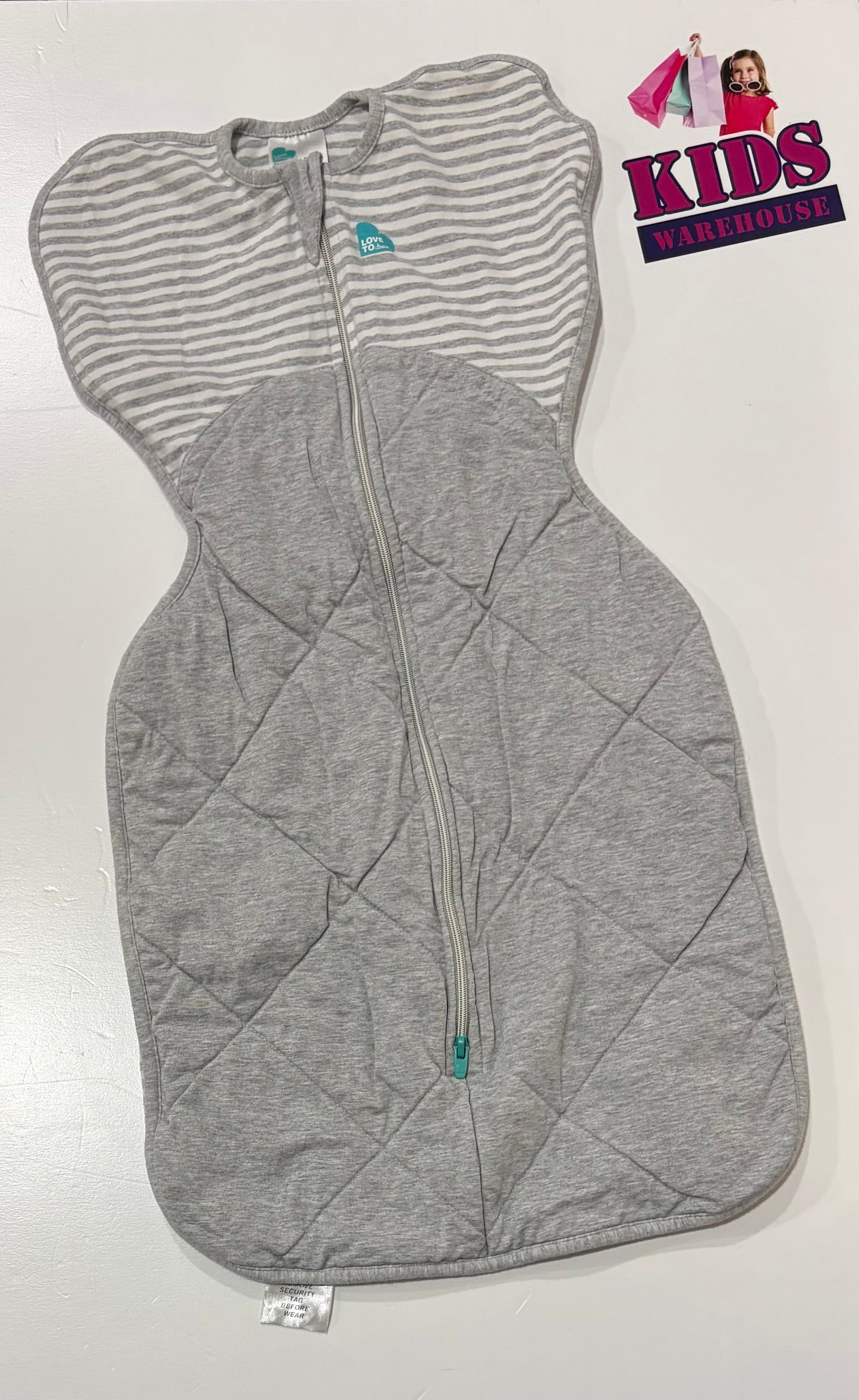Love To Dream Swaddle Up Warm Grey, White Stripe Size Medium (6-8.5kg) TOG 2.5