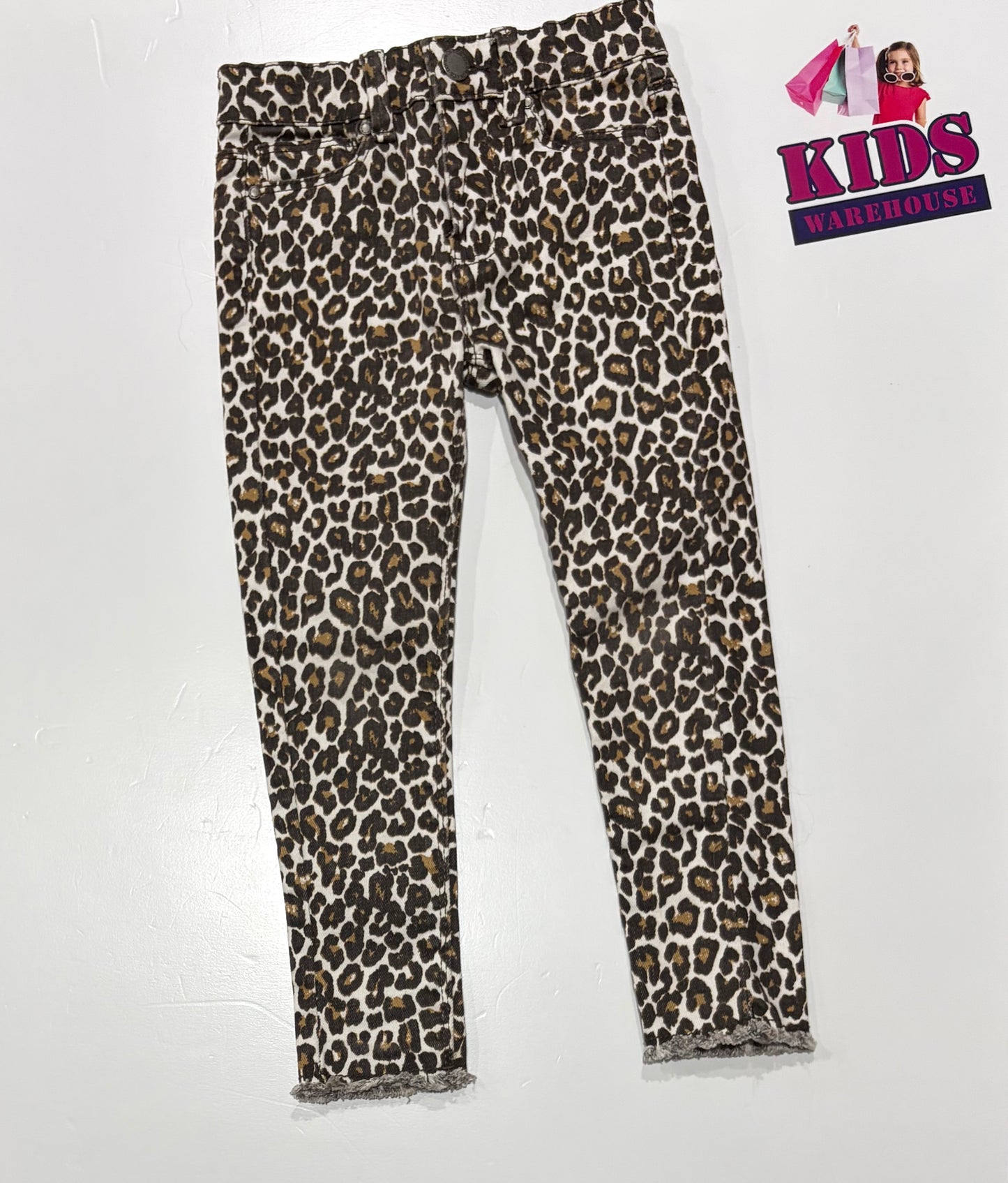 Cotton On White, Leopard Print Denim Pants Size 4