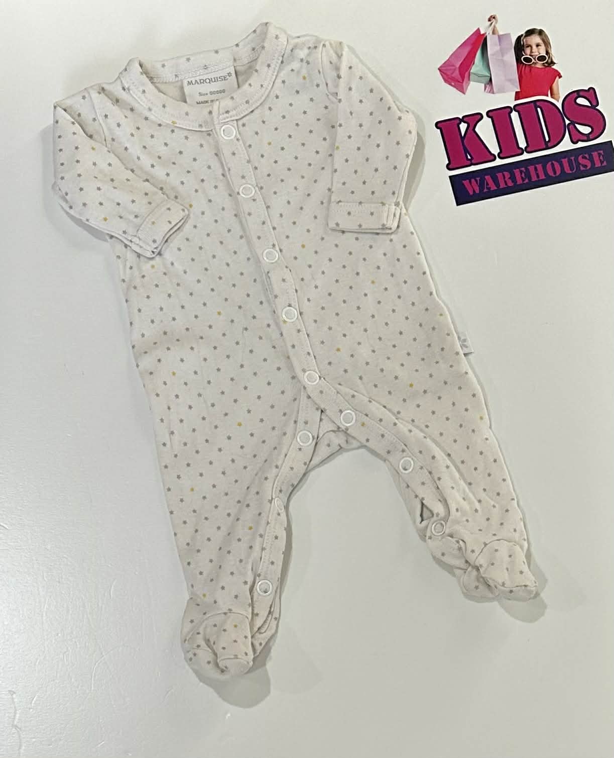 Premmie Marquise White Jumpsuit With Grey Star Pattern Size 00000