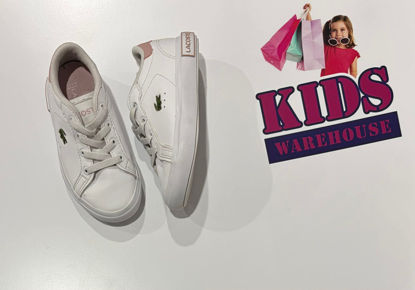 Lacoste White, Pink Runners Size US7/UK6 (Child)