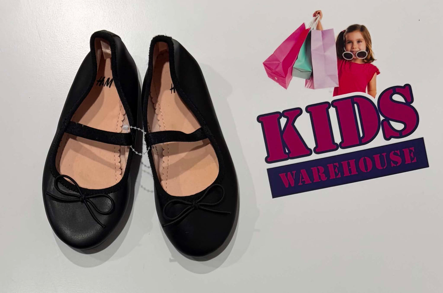 H&M Black Flats With Bow Size US9/UK8 (Child)