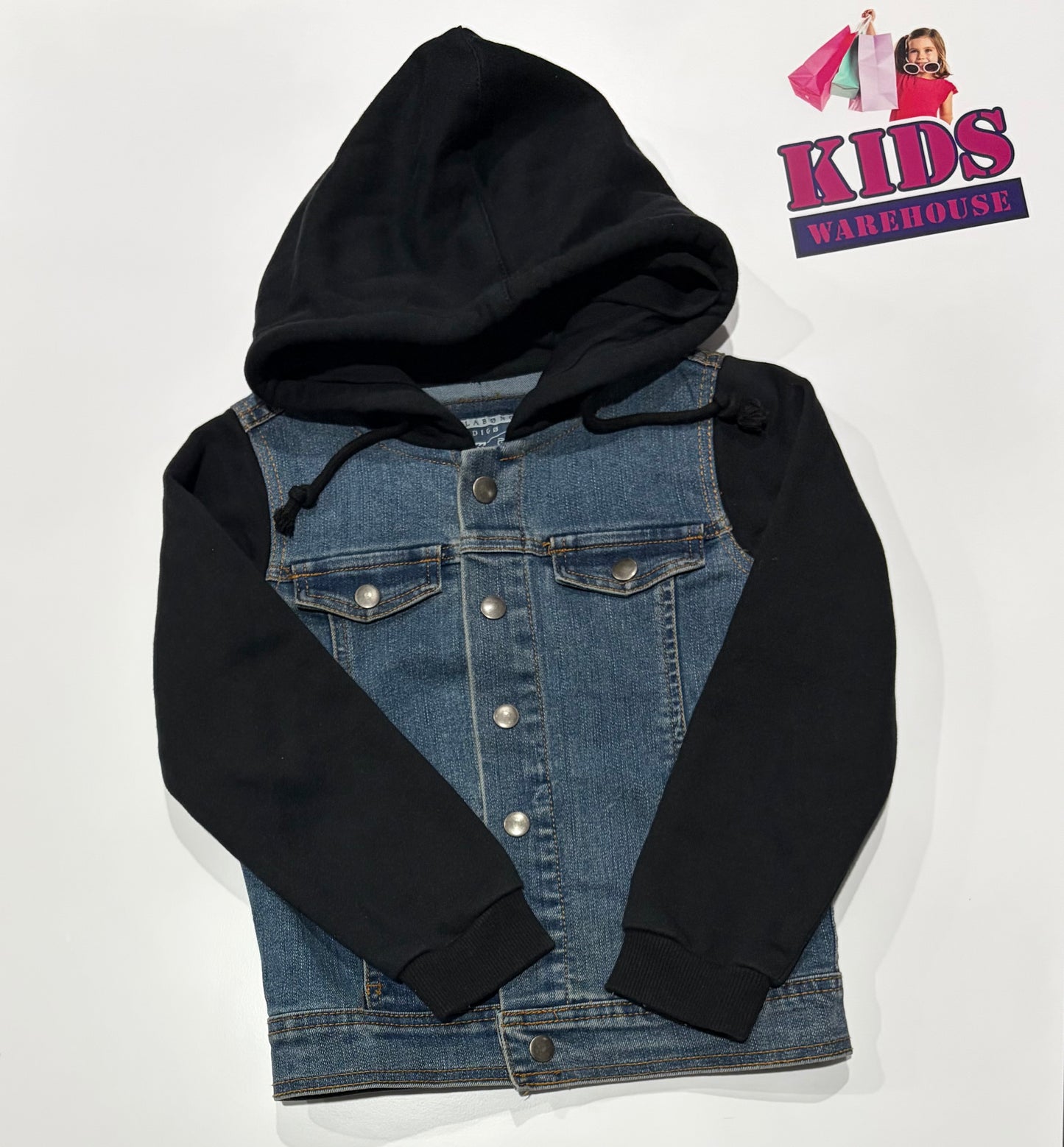 Billabong Denim & Black Hooded Jacket Size 4