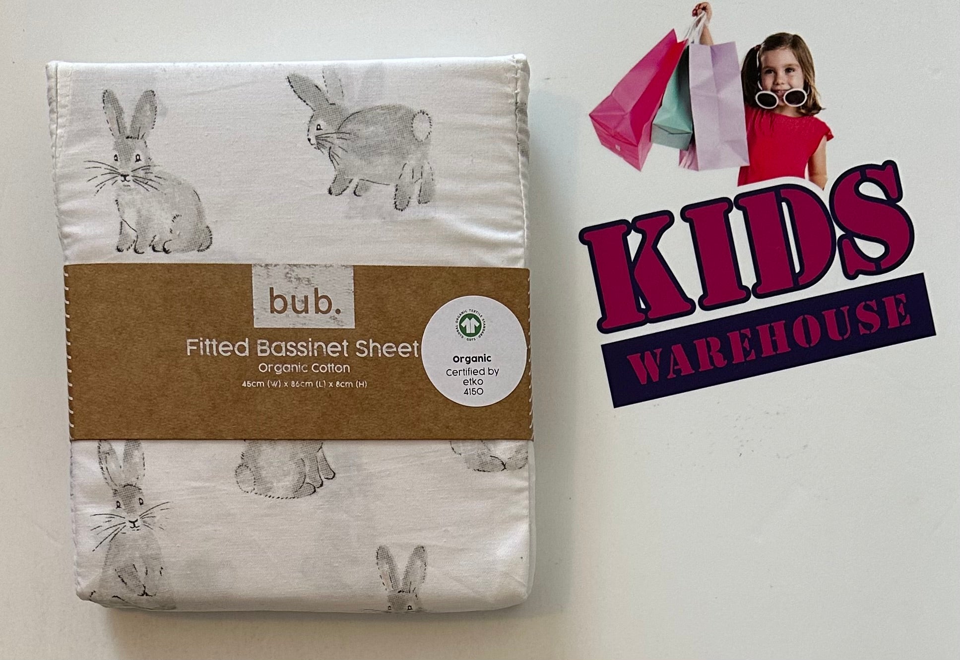 New Bub Fitted Bassinet Sheet Organic Cotton Rabbit Print – Kids ...
