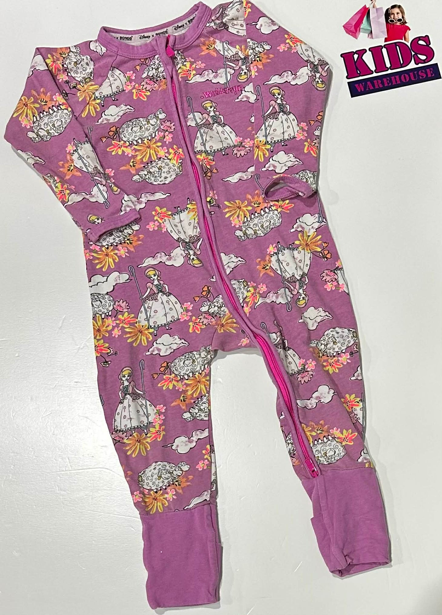 Bonds Disney Purple Jumpsuit With Princess & Sheep Pattern Size 1