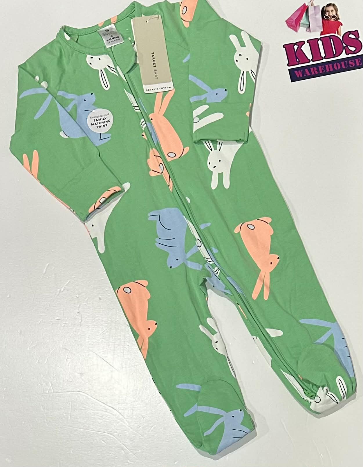 Not Used Target Green Swim Jumpsuit With Rabbit Pattern Size 0 (RRP $9.50)