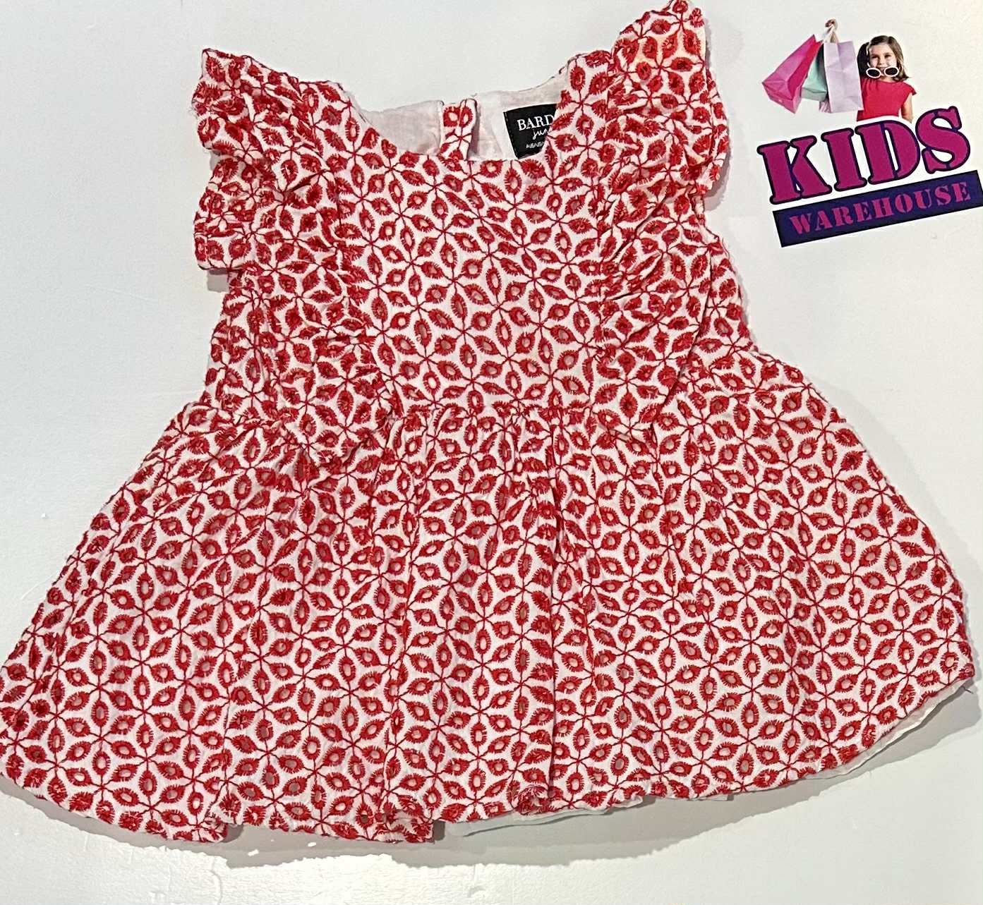 Bardot Red & White Pattern Dress Size 1