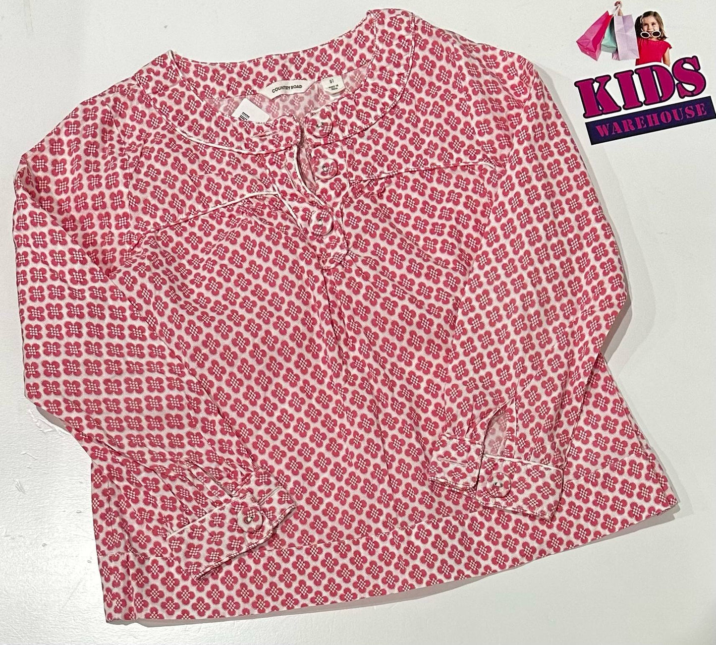 Country Road White & Pink Top Size 7