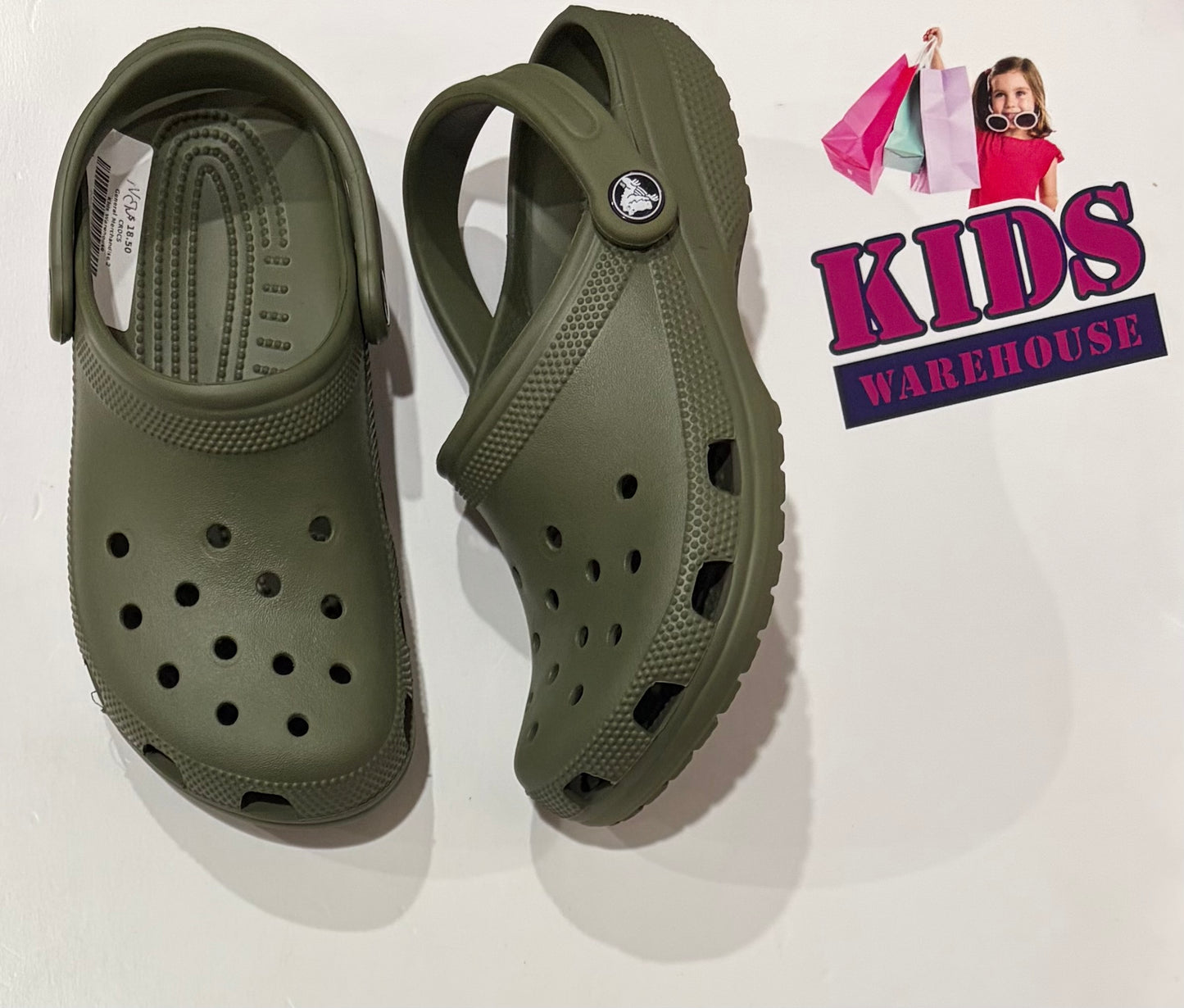 NEW Crocs Dark Green Sandles Size 4 (Older Child)