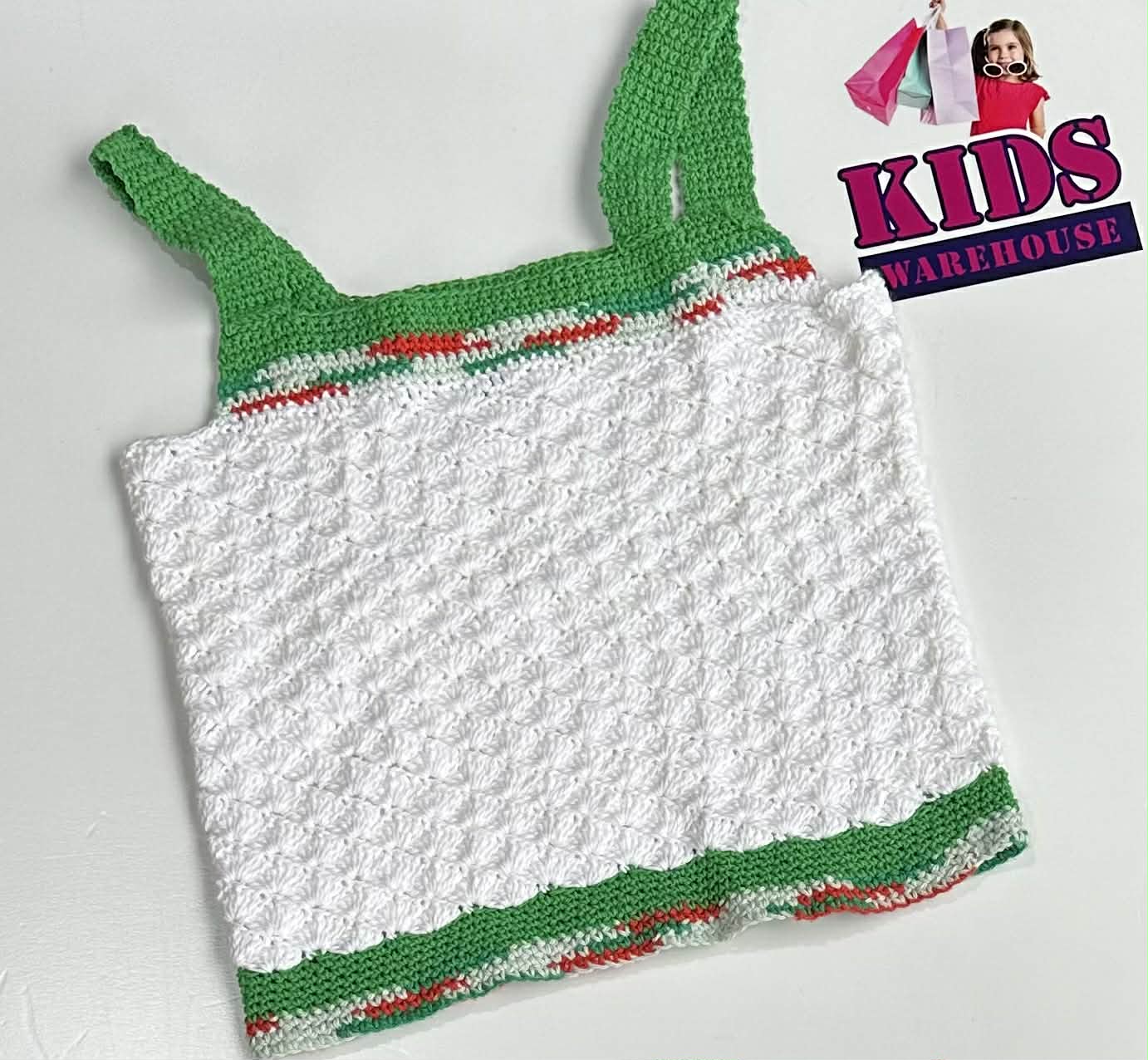 Homemade Green & White Knit Top Size 8