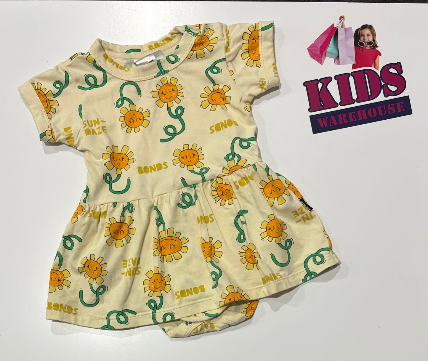 Bonds Yellow, Sunflower Print Dress Size 0