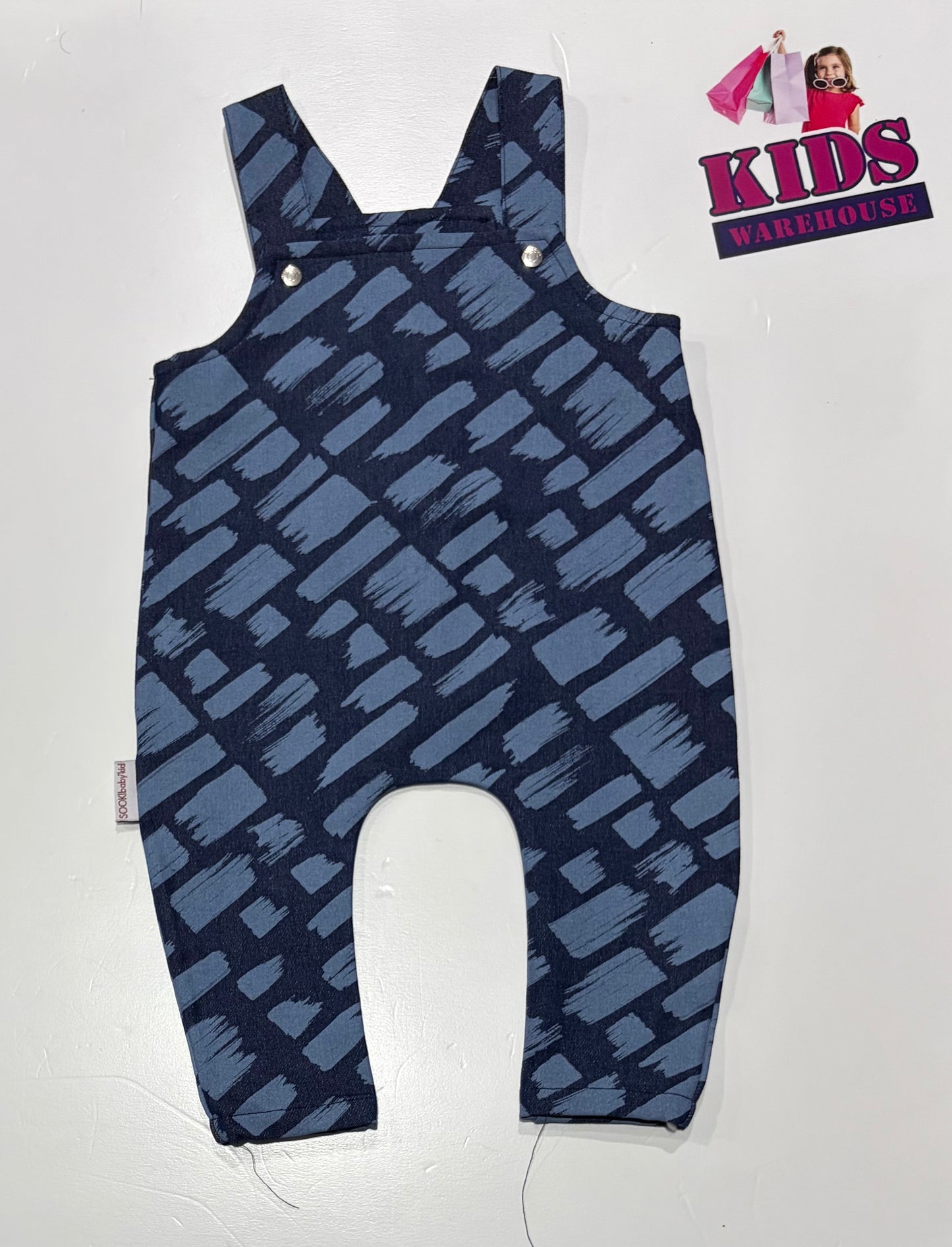 Sooki Navy, Blue Paint Stroke Print Overalls Size 00