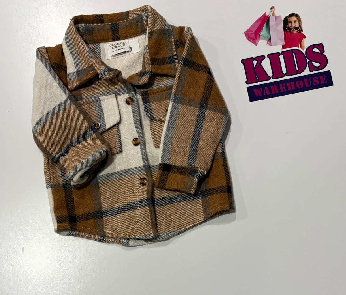Georgia Grace Brown, Grey, White Check Print Jacket Size 0