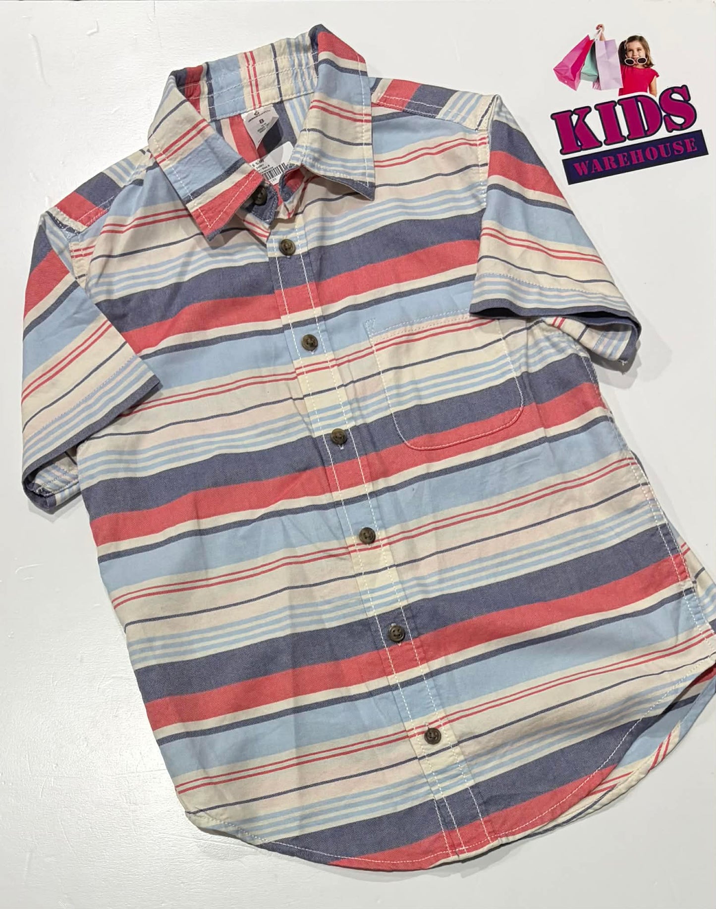 Urban Supply White, Blue & Red Stripes Shirt Size 8