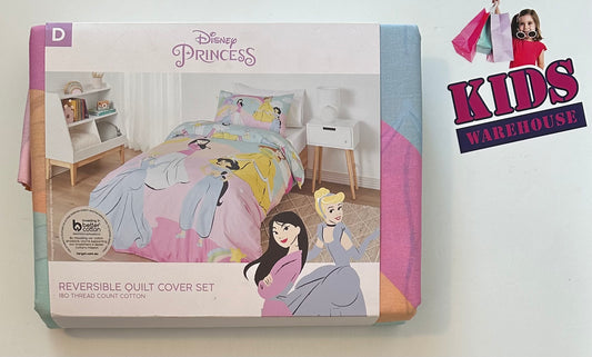 New Disney Princess Reversible Quilt Cover Set (Double)