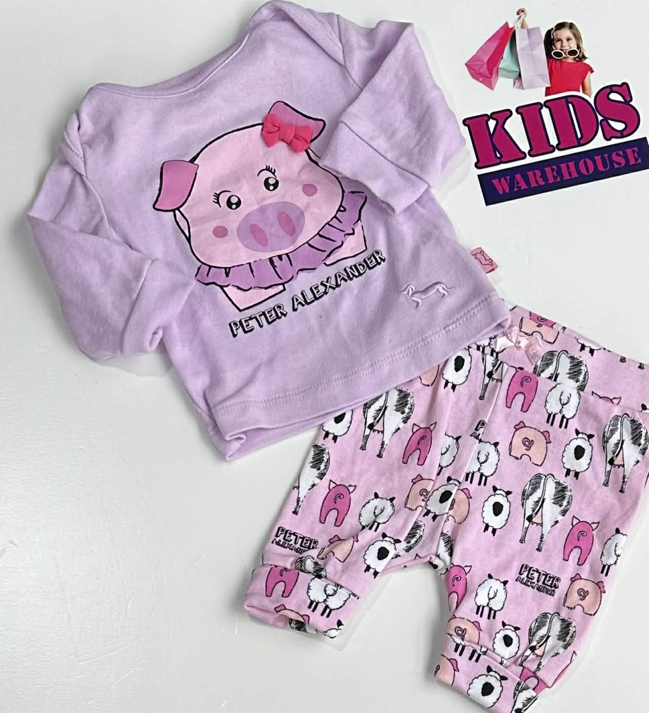 Peter Alexander Purple 2 Piece Set With Farm Animal Print Size 0000