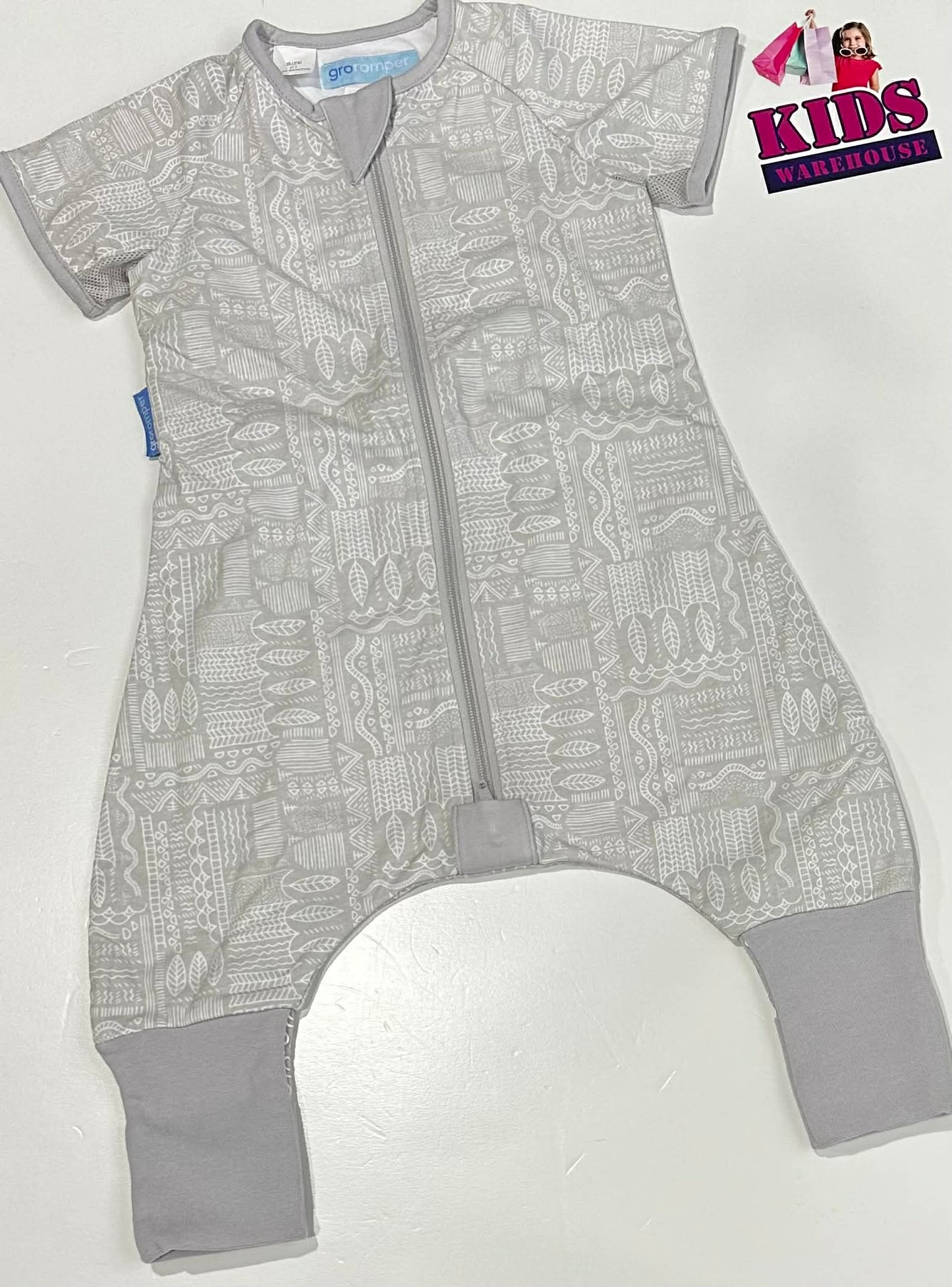 Groromper Grey, White Leaf Print Size 1 (12-24 Months)