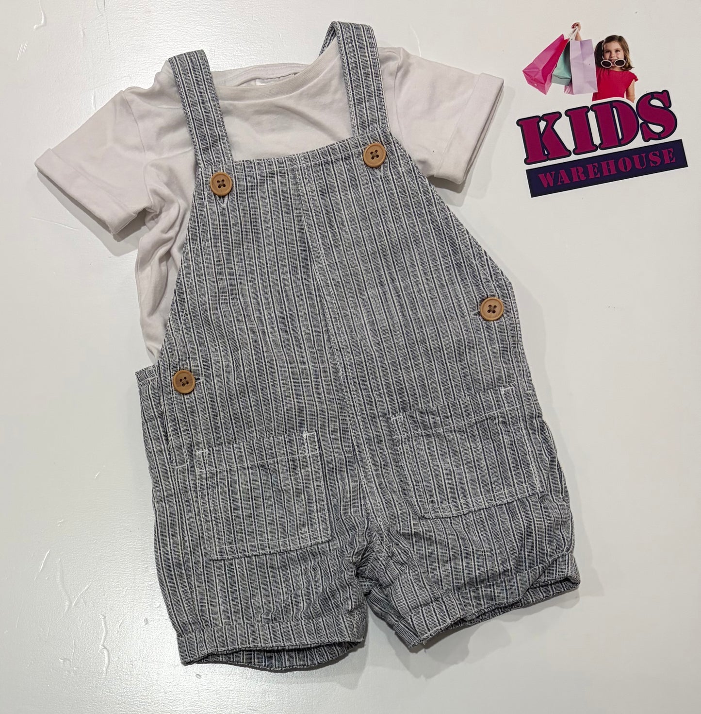 Grey Overalls, White Top Size 00