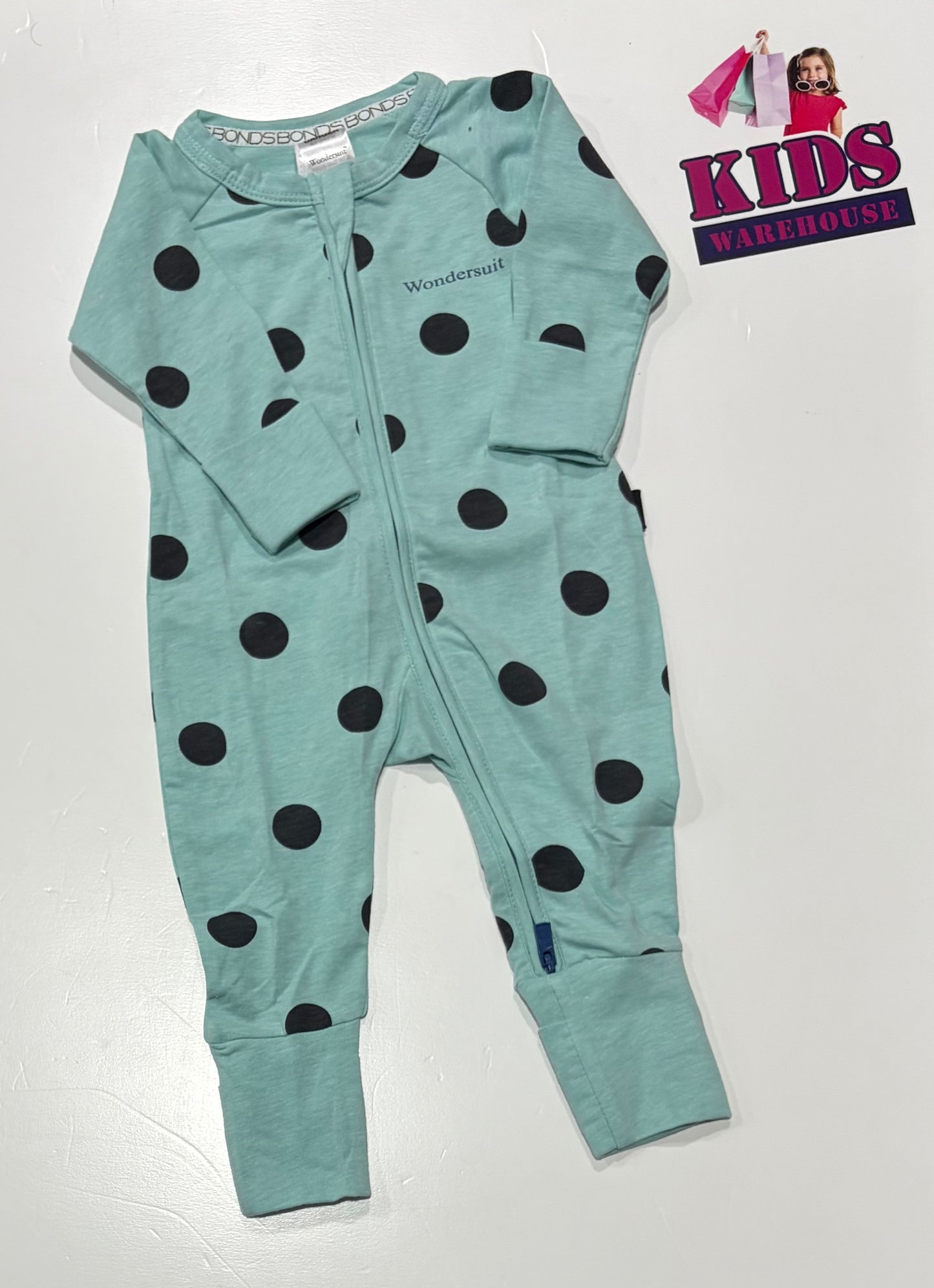 Bonds Wondersuit Blue, Black Polka Dot Print Jumpsuit Size 000