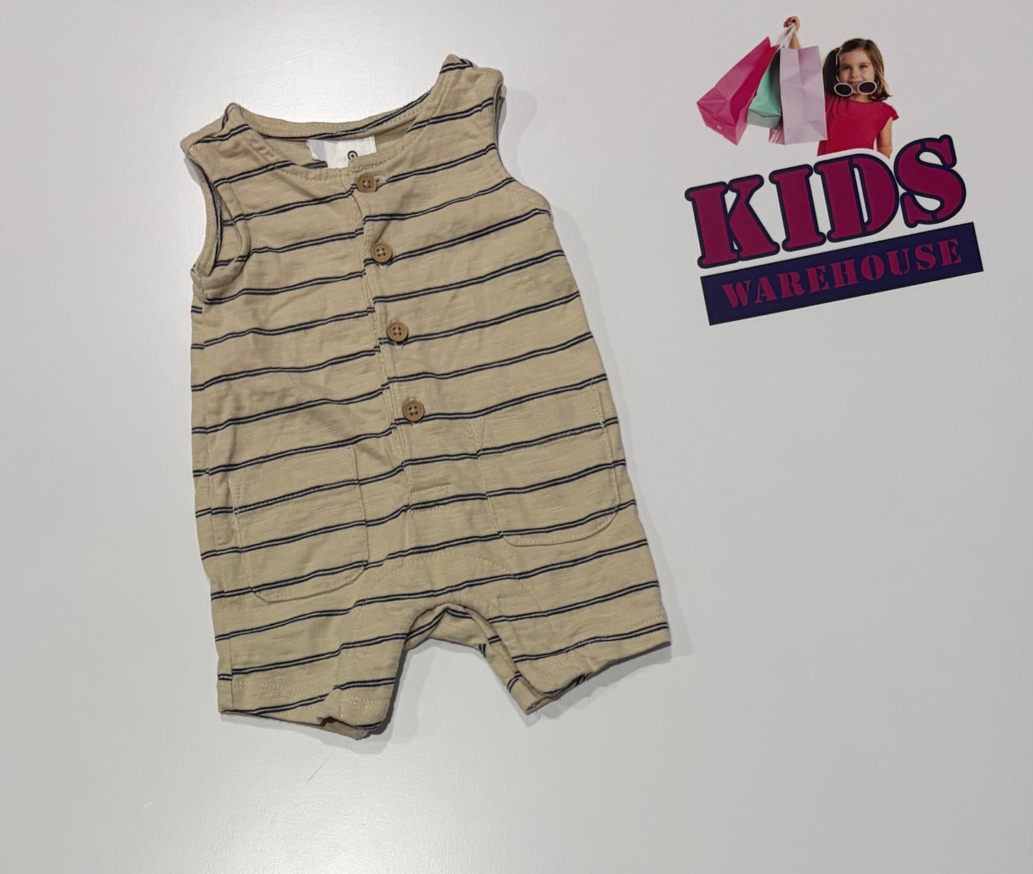Cream, Black Stripe Playsuit Size 00000