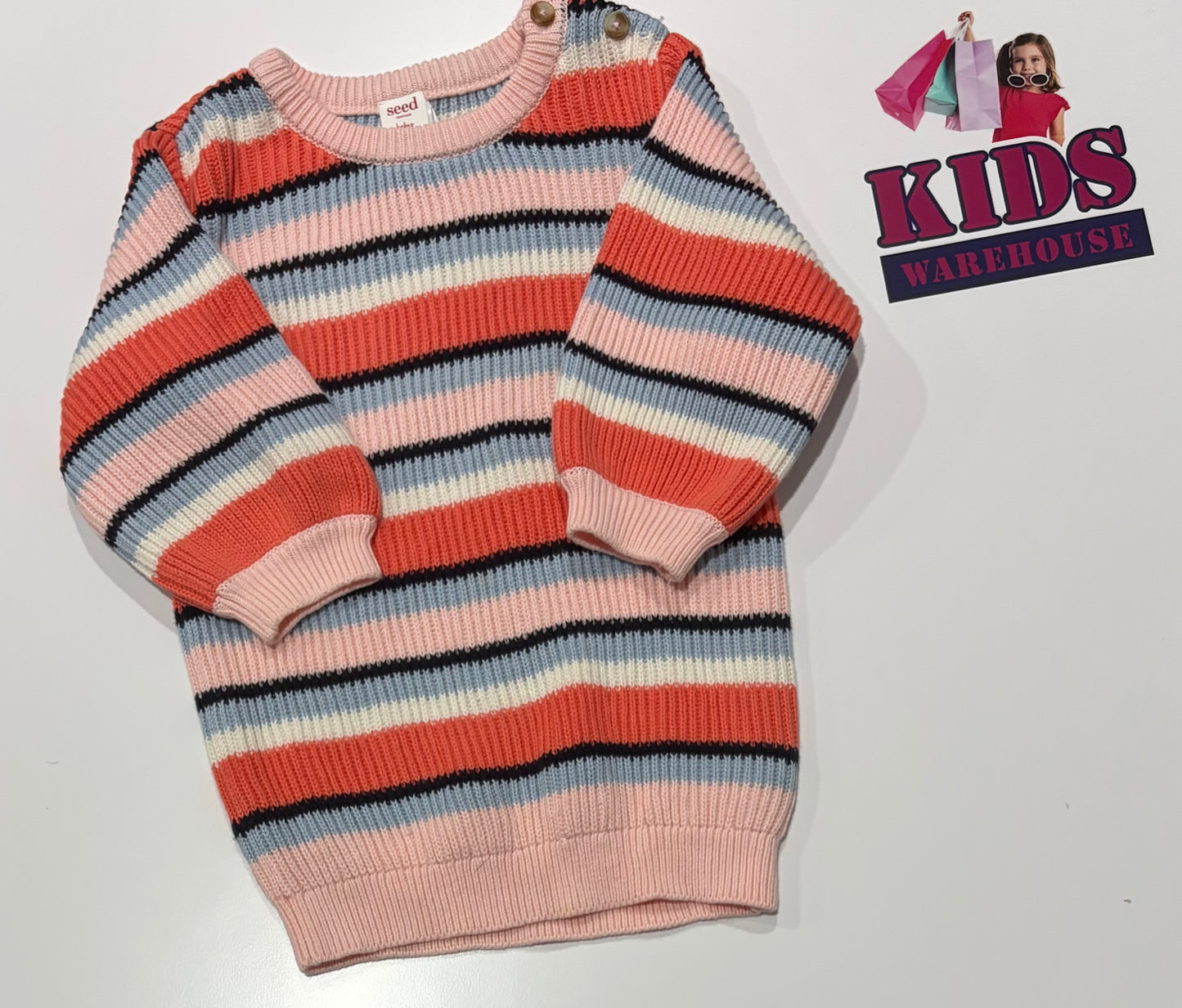 Seed Heritage Pink, Blue, White Stripe Knit Sweater Size 2