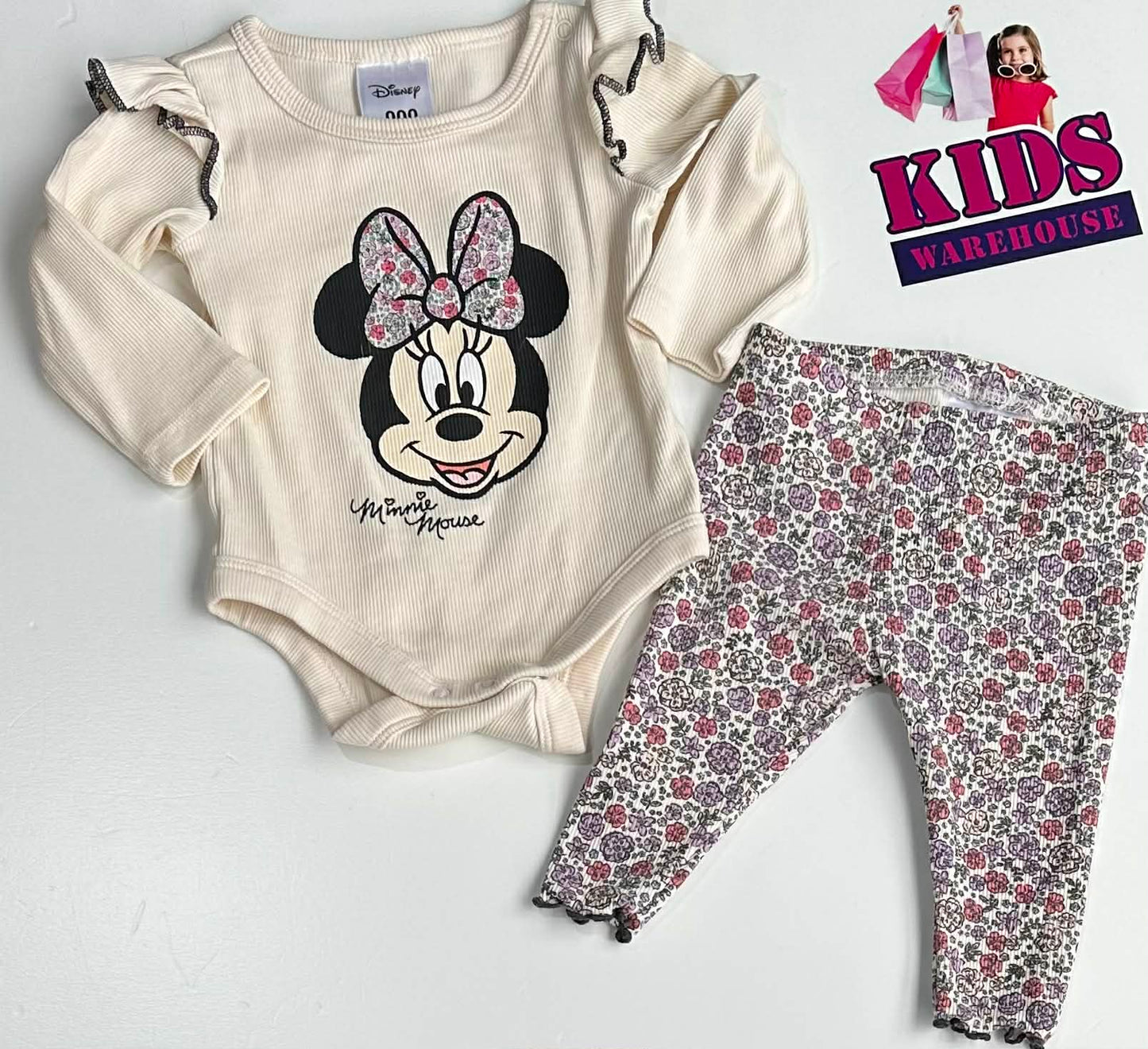 Disney White & Purple 2 Piece Set With Minnie Mouse Print Size 000
