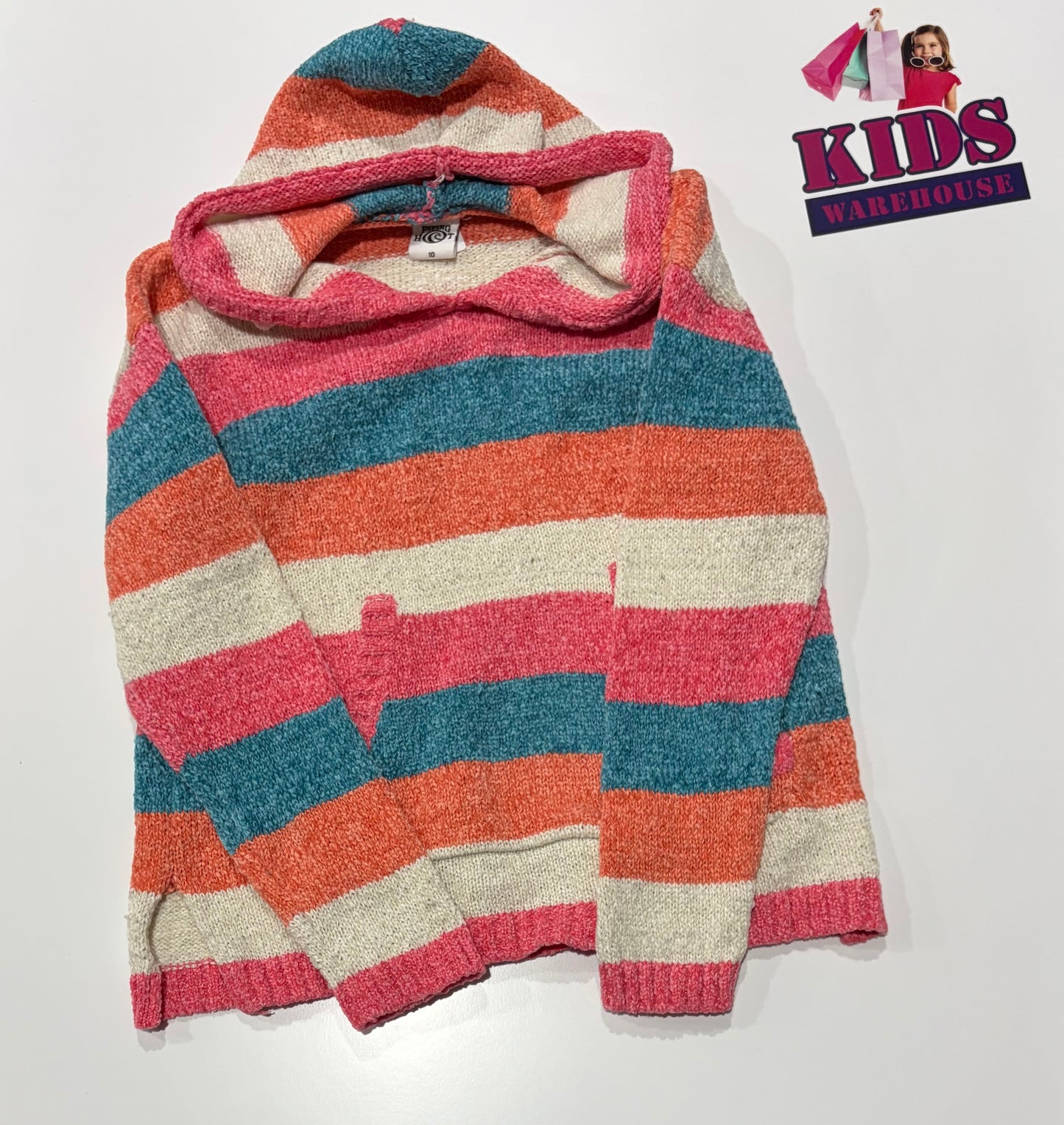 Piping Hot White, Orange, Blue Knit Sweater Size 10
