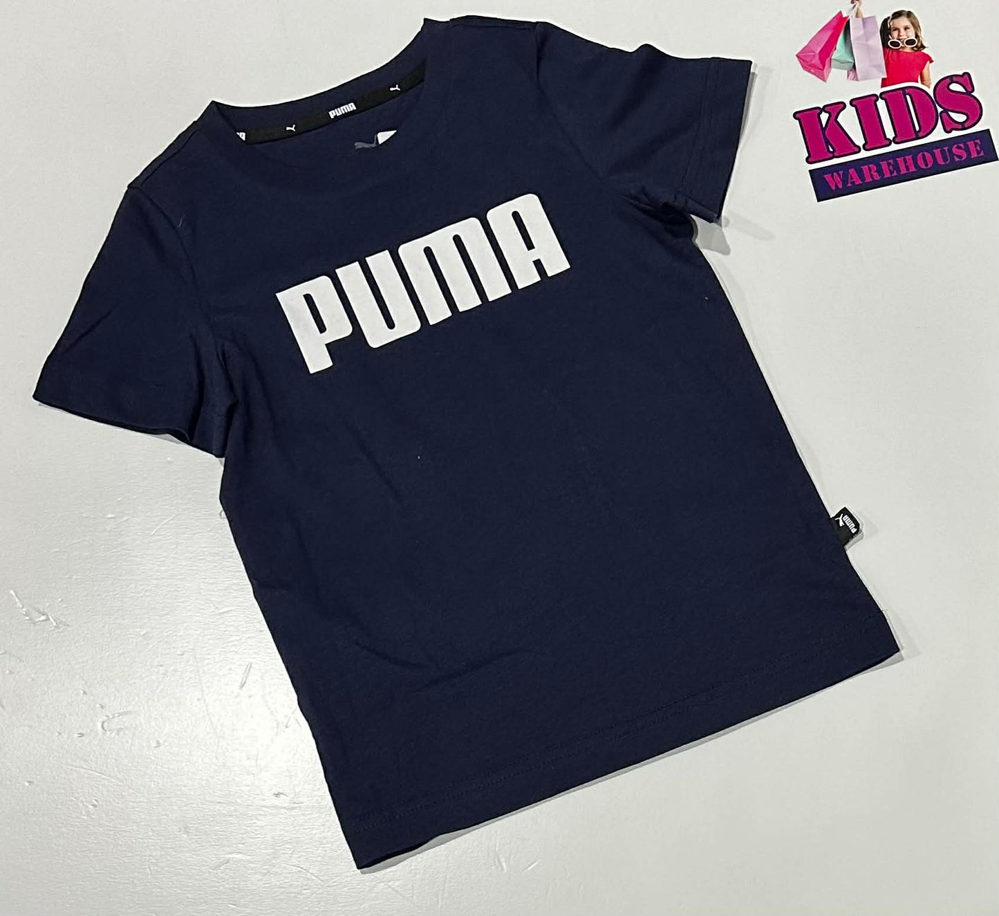 Puma Dark Blue Top With White “Puma” Print Size 3