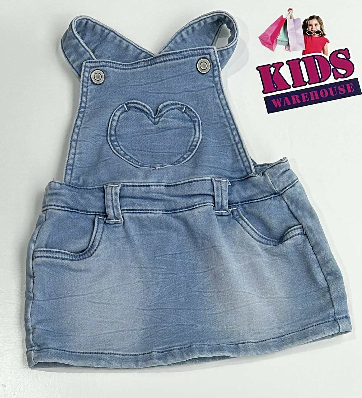 Anko Blue Denim Dress With Heart Print Size 0