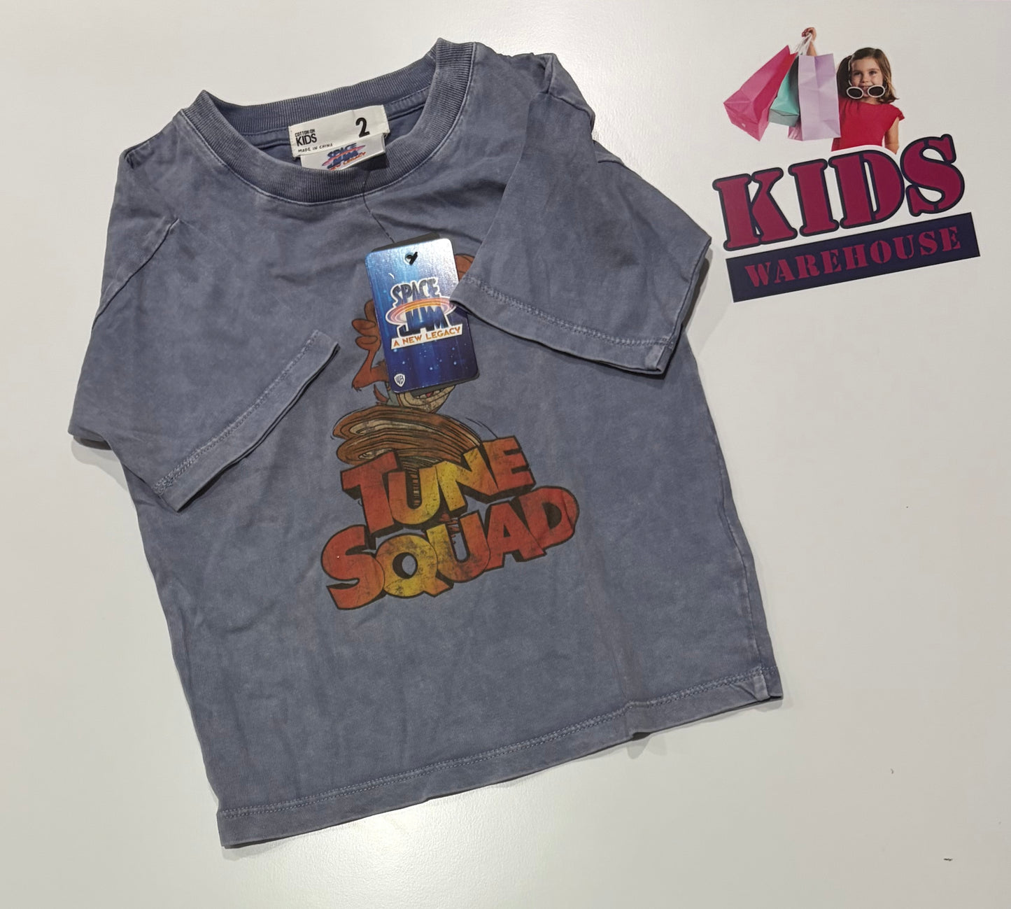 Not Used Cotton On X Space Jam Grey, Tune Squad Print Top Size 2