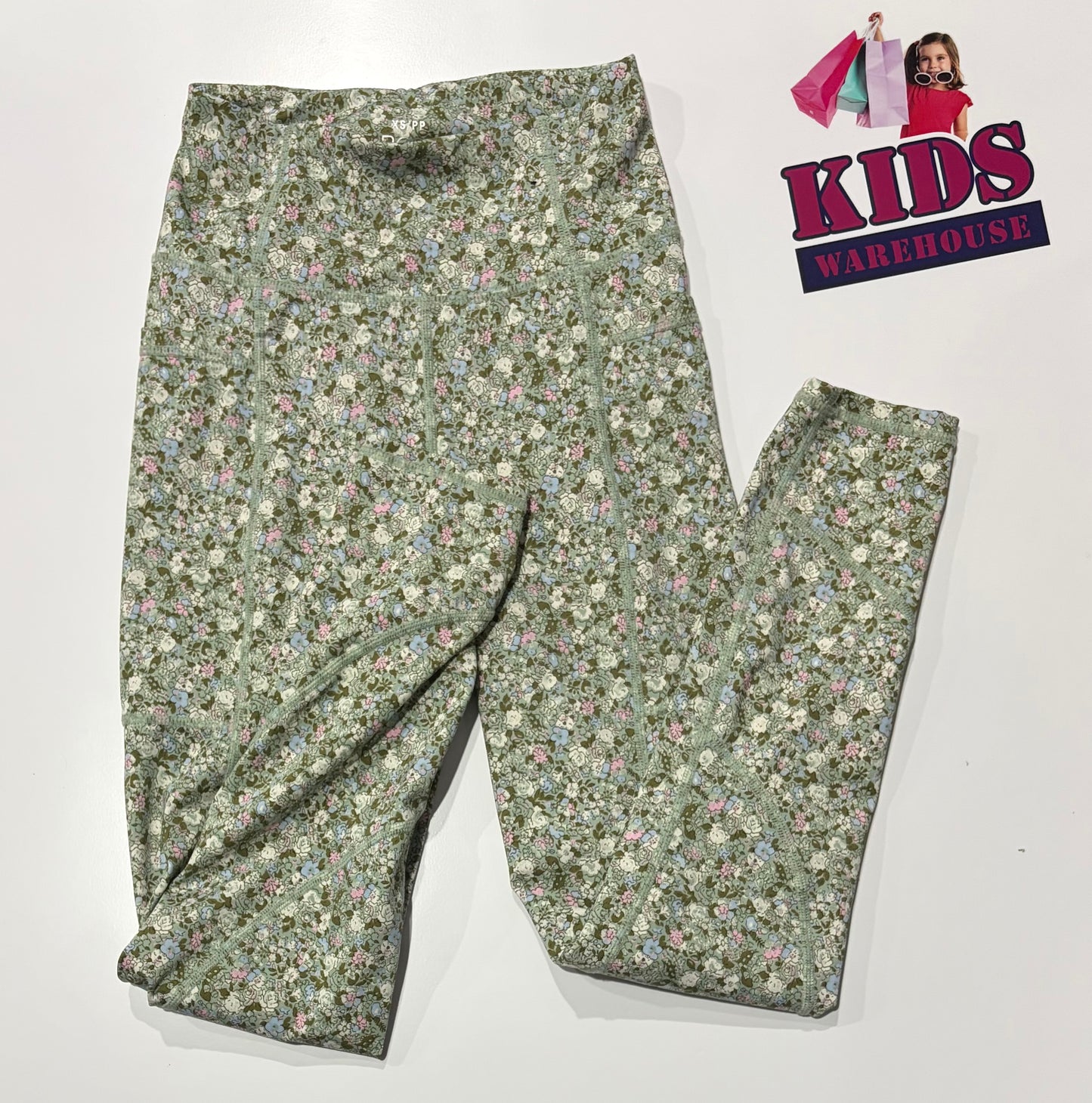 Country Road Green, Pink Floral Print Pants Size 16