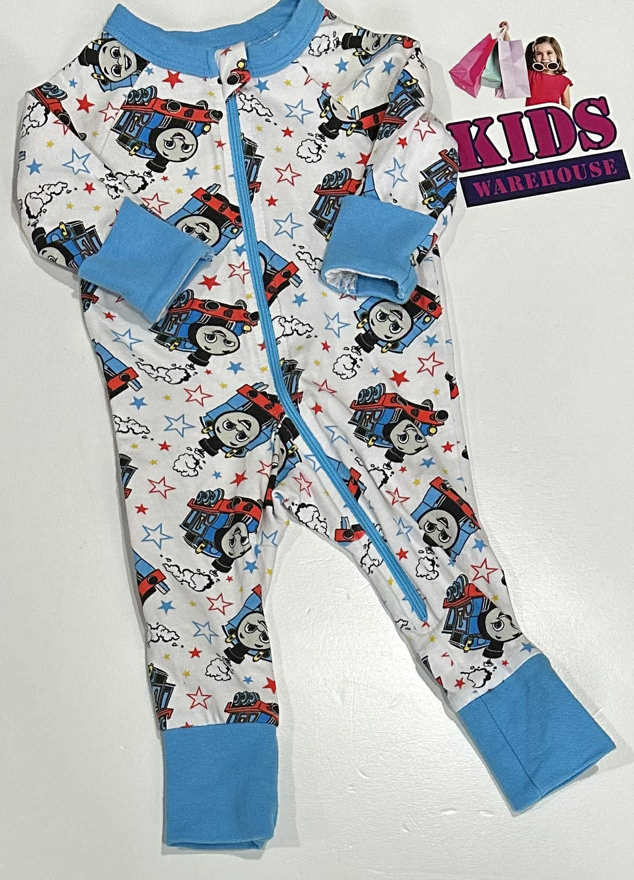 Thomas & Friends White & Blue Jumpsuit With Thomas The Tank Engine Pattern Size 000