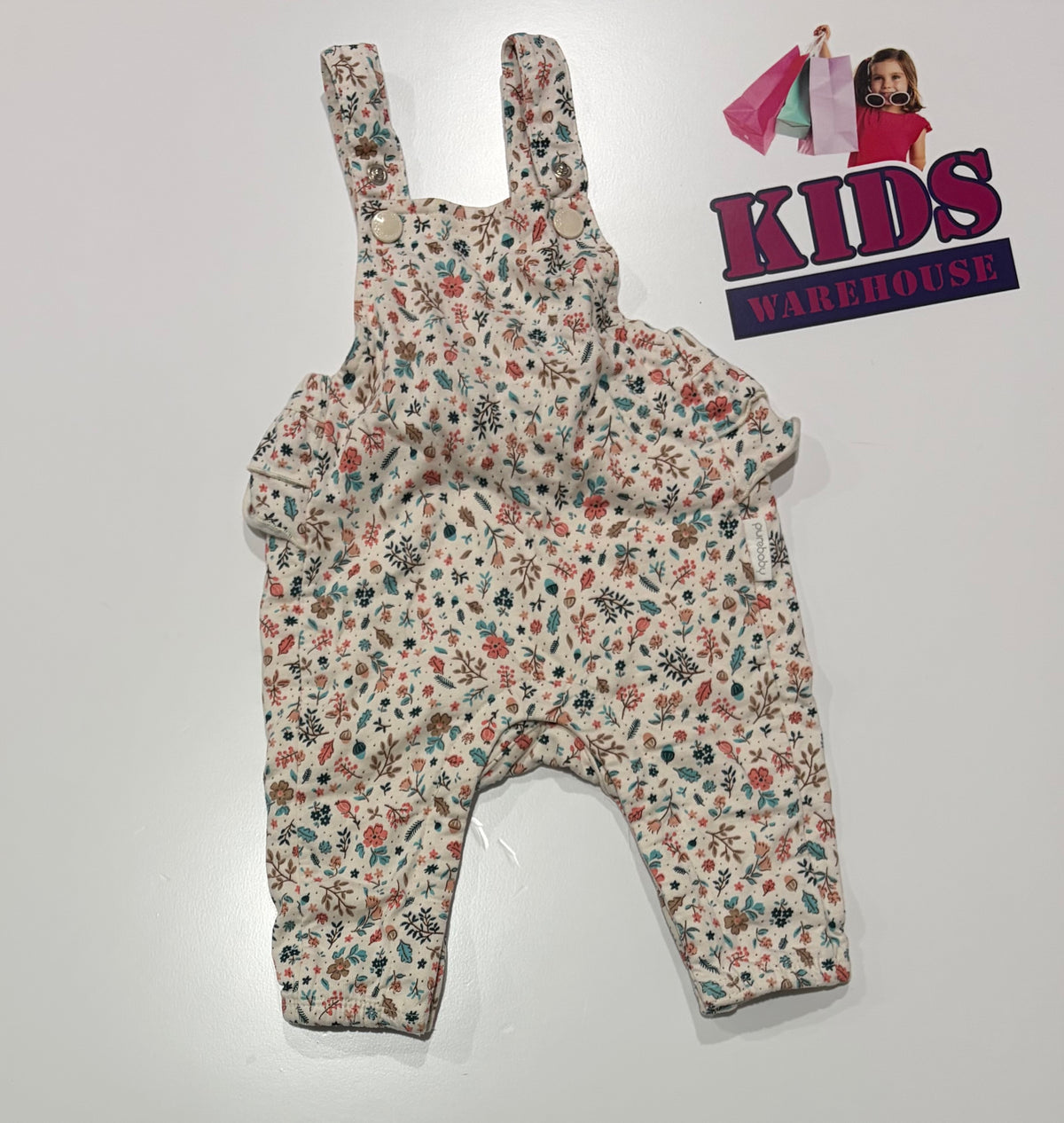 Purebaby White, Floral Print Jumpsuit Size 000