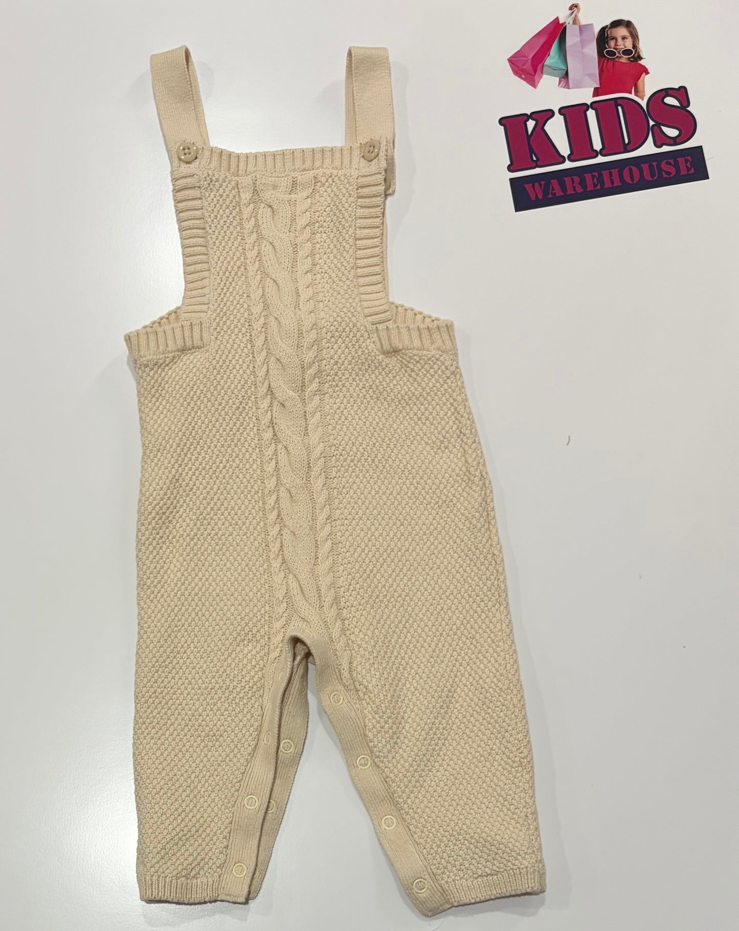 Baby Berry Cream Knit Overalls Size 0