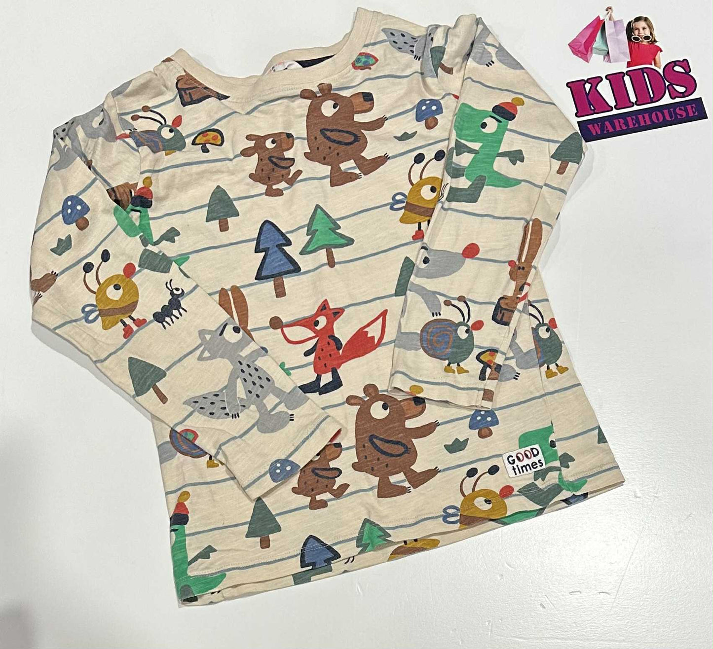 Jack & Milly White Cream Top With Forest Pattern Size 5