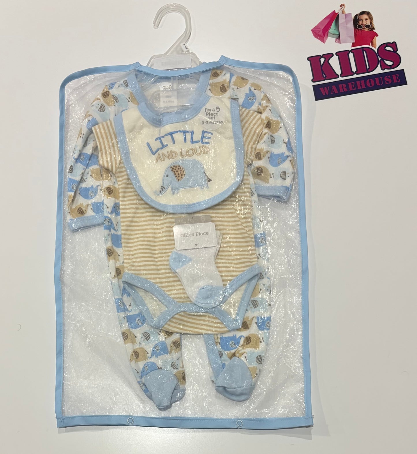 Ollie's Place White, Brown, Blue 5 Piece Set Size 000