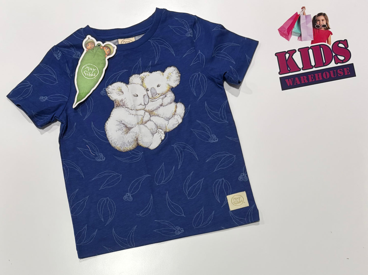 Not Used May Gibbs Blue, Koala Print Top Size 3
