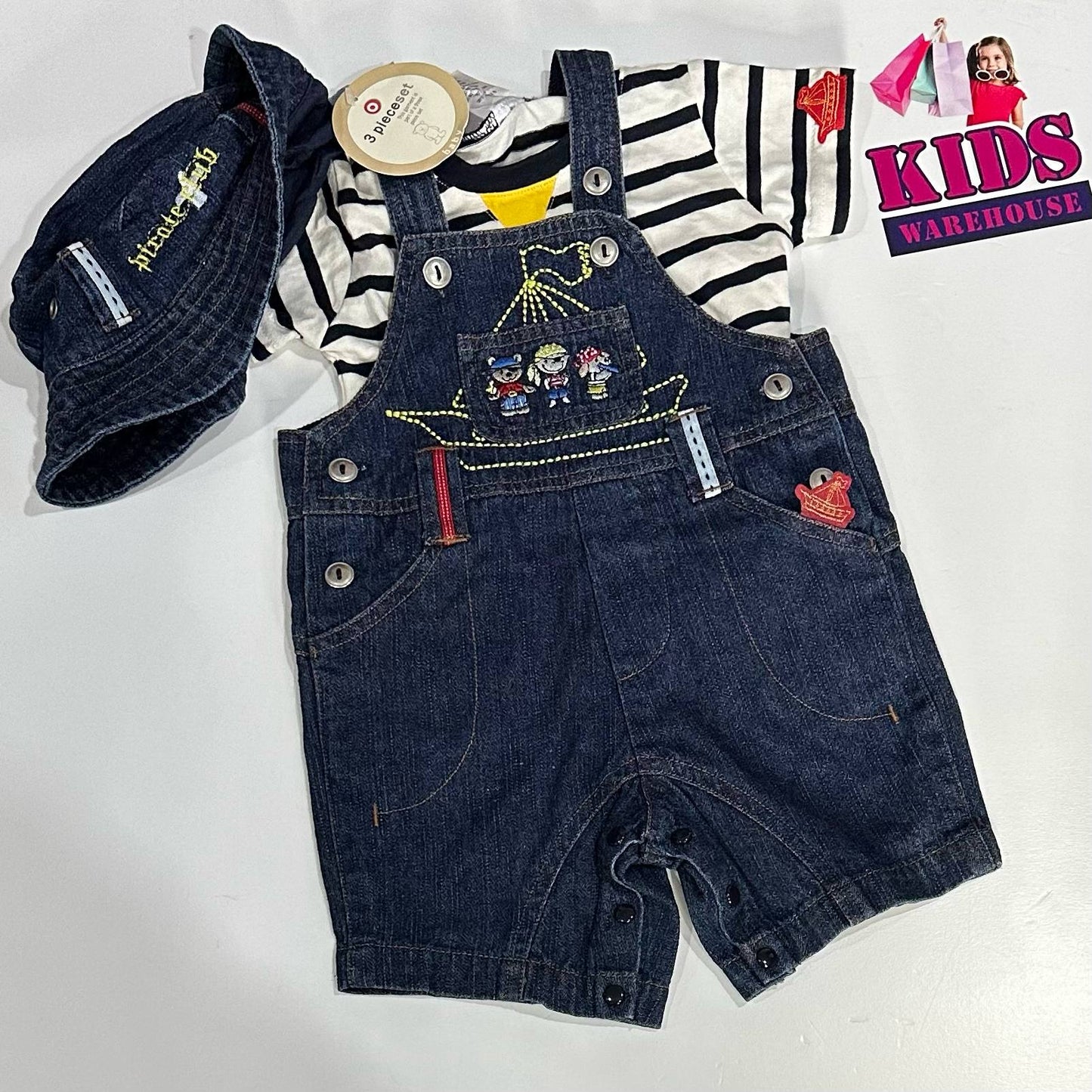 Target Jean Overalls With Hat & White Top Size 000
