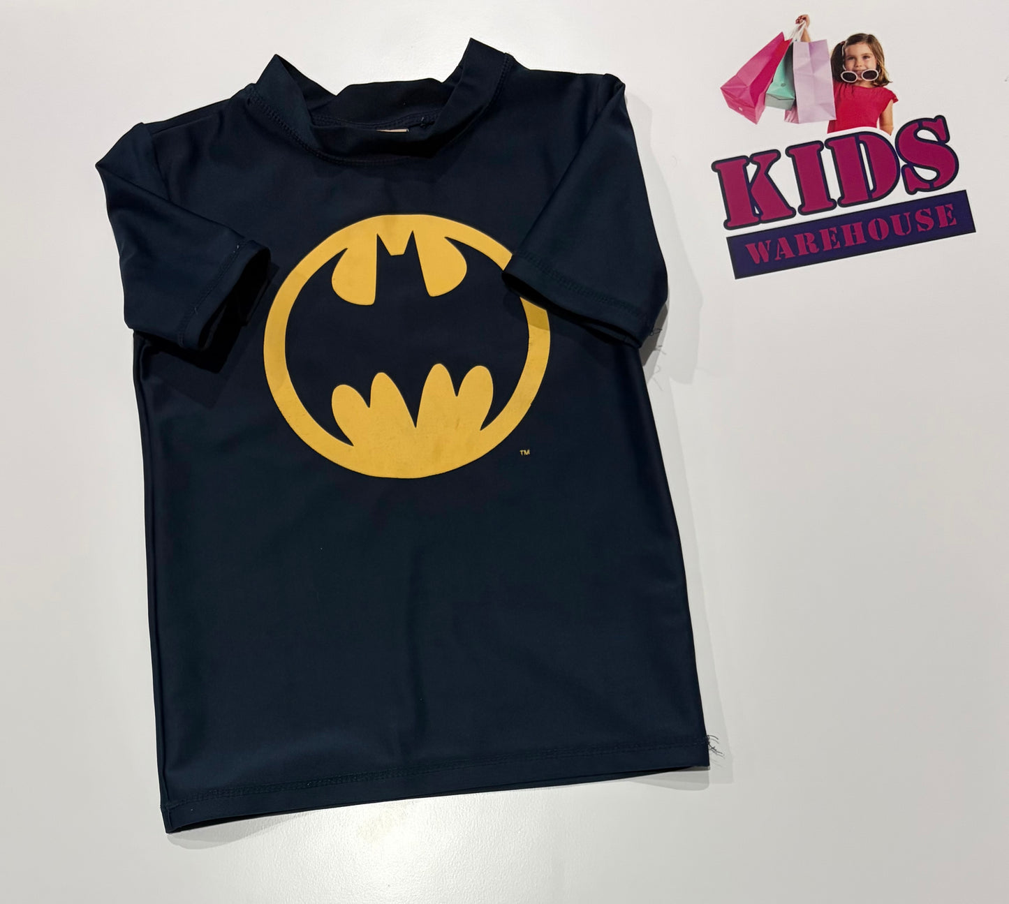 Batman Dark Navy, Logo Print Swim Rashie Size 4