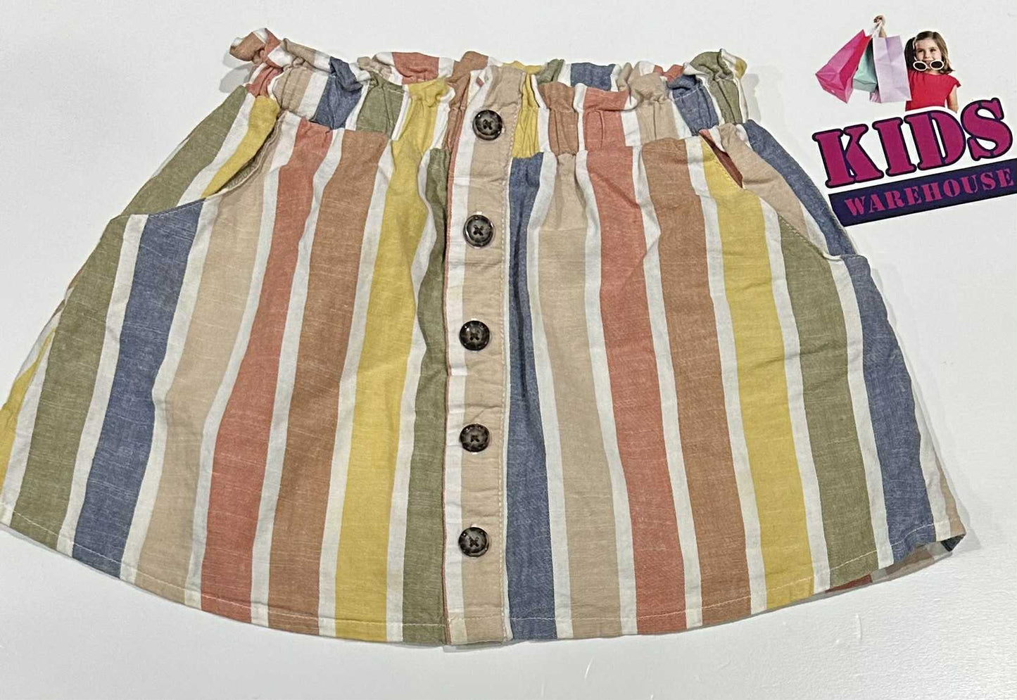 Lily & Dan White Skirt With Rainbow Pattern Size 5-6