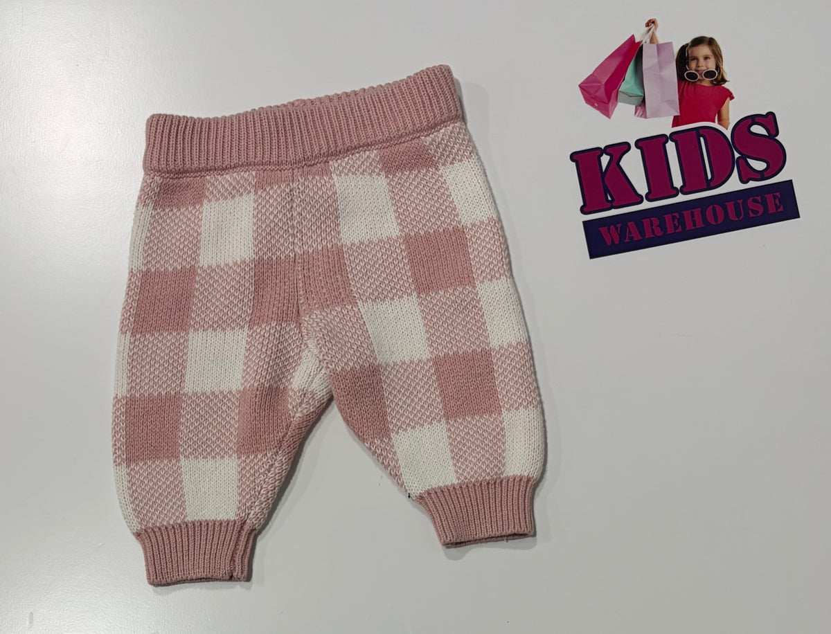 Cotton On Pink, White Check Print Knit Pants Size 0000
