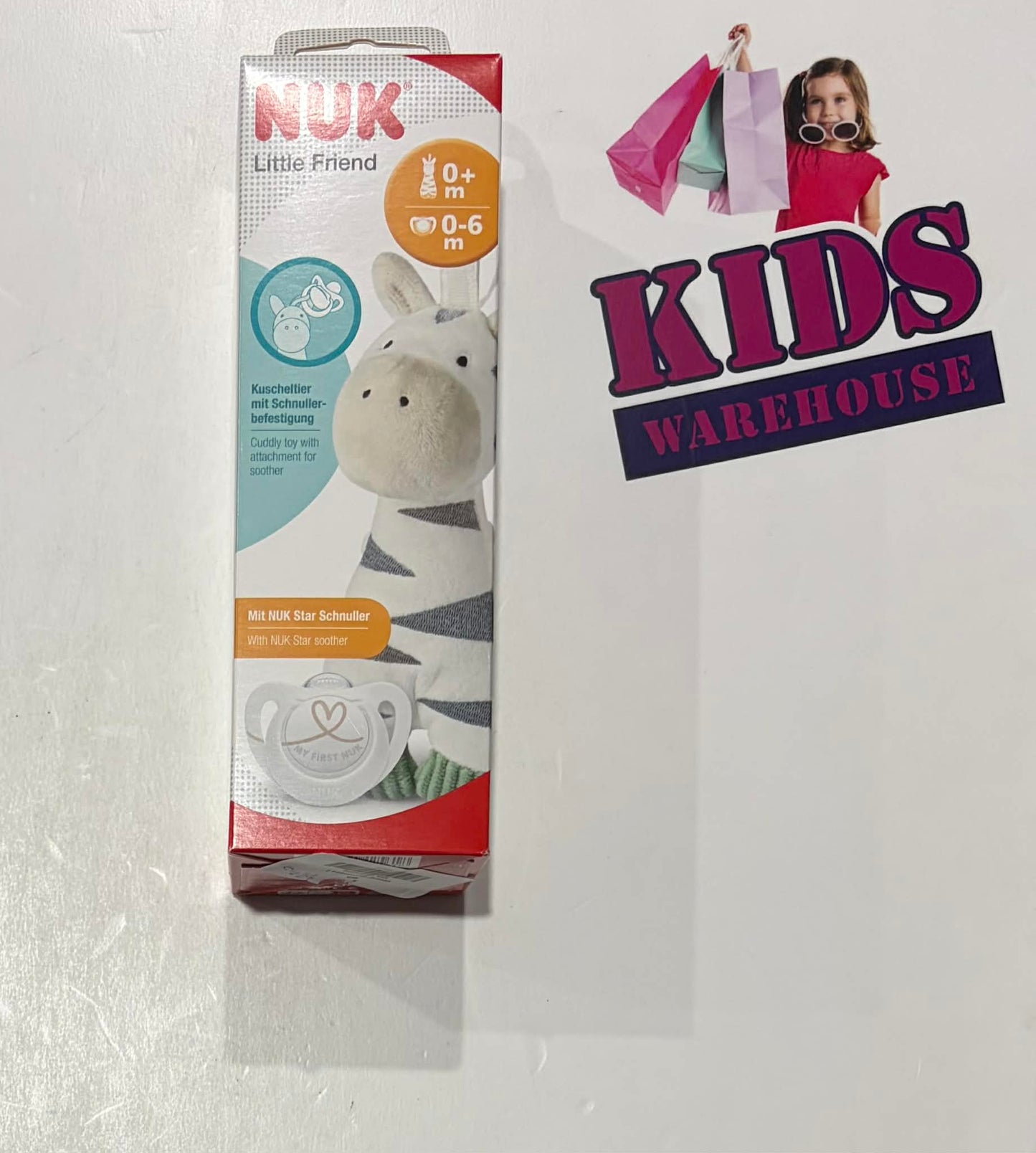 Nuk Little Friend Zebra Plush With Pacifier Attachment