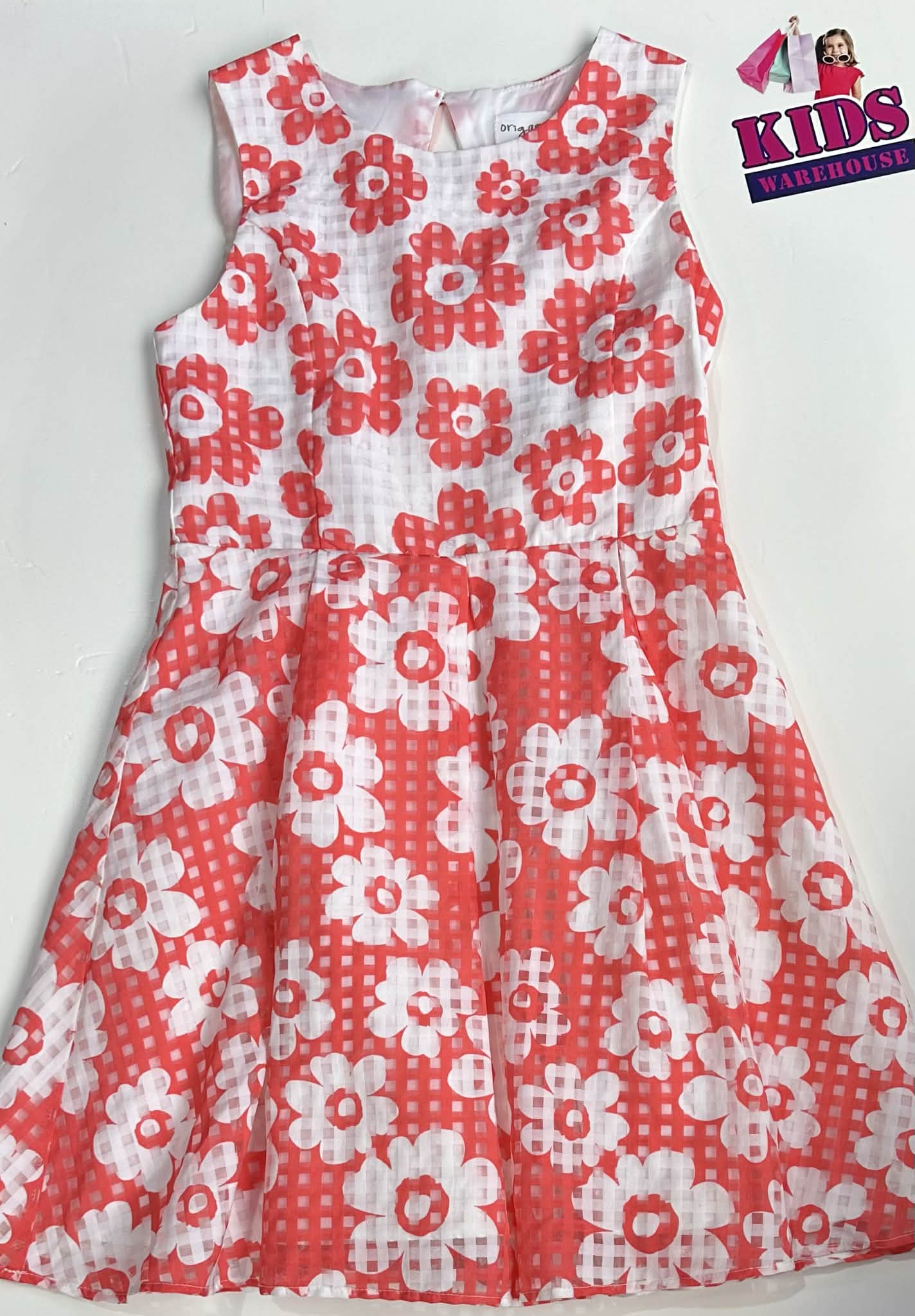 Origami Pink & White Dress With Flower Pattern Size 10