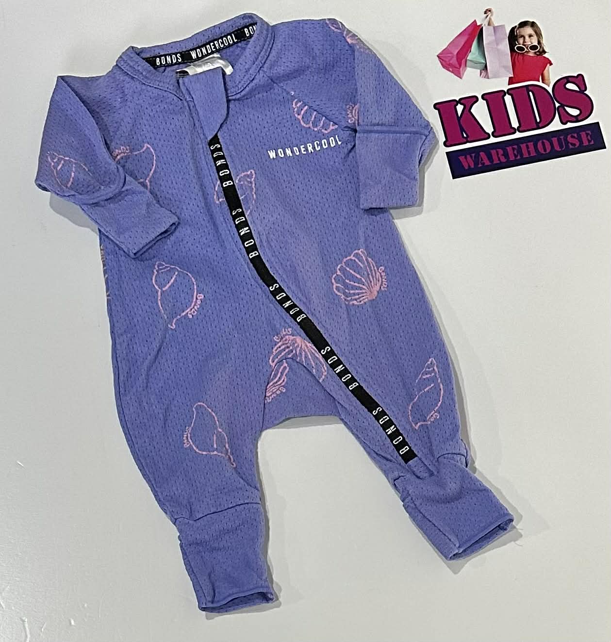 Premmie Bonds Purple Wondersuit With Pink Shell Pattern Size 00000