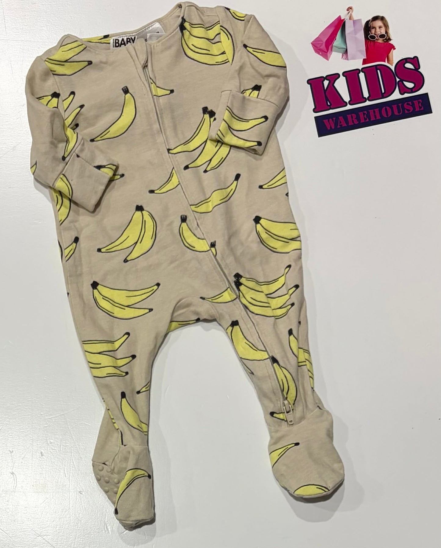 Cotton On Cream Jumpsuit With Banana Pattern Size 0000