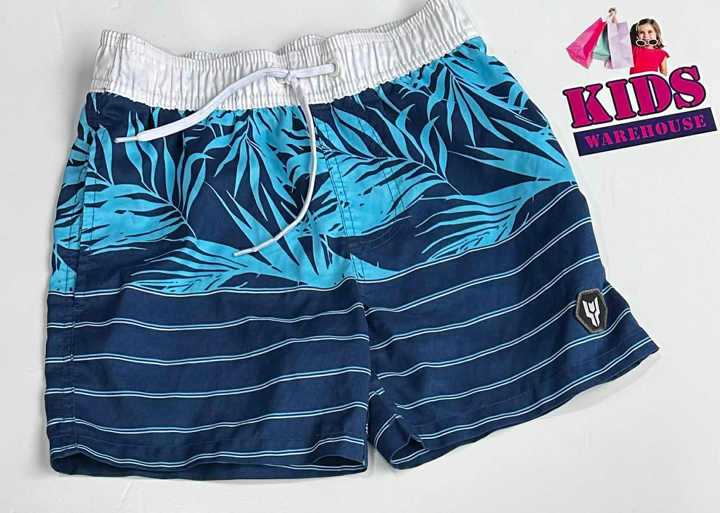 Tahwalhi White & Blue Shorts With Plant Pattern Size 10