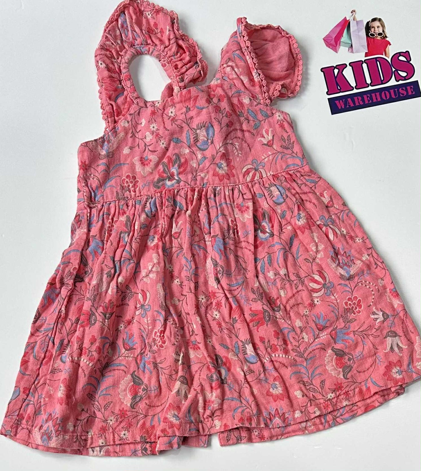 PureBaby Pink Dress With Flower Pattern Size 1