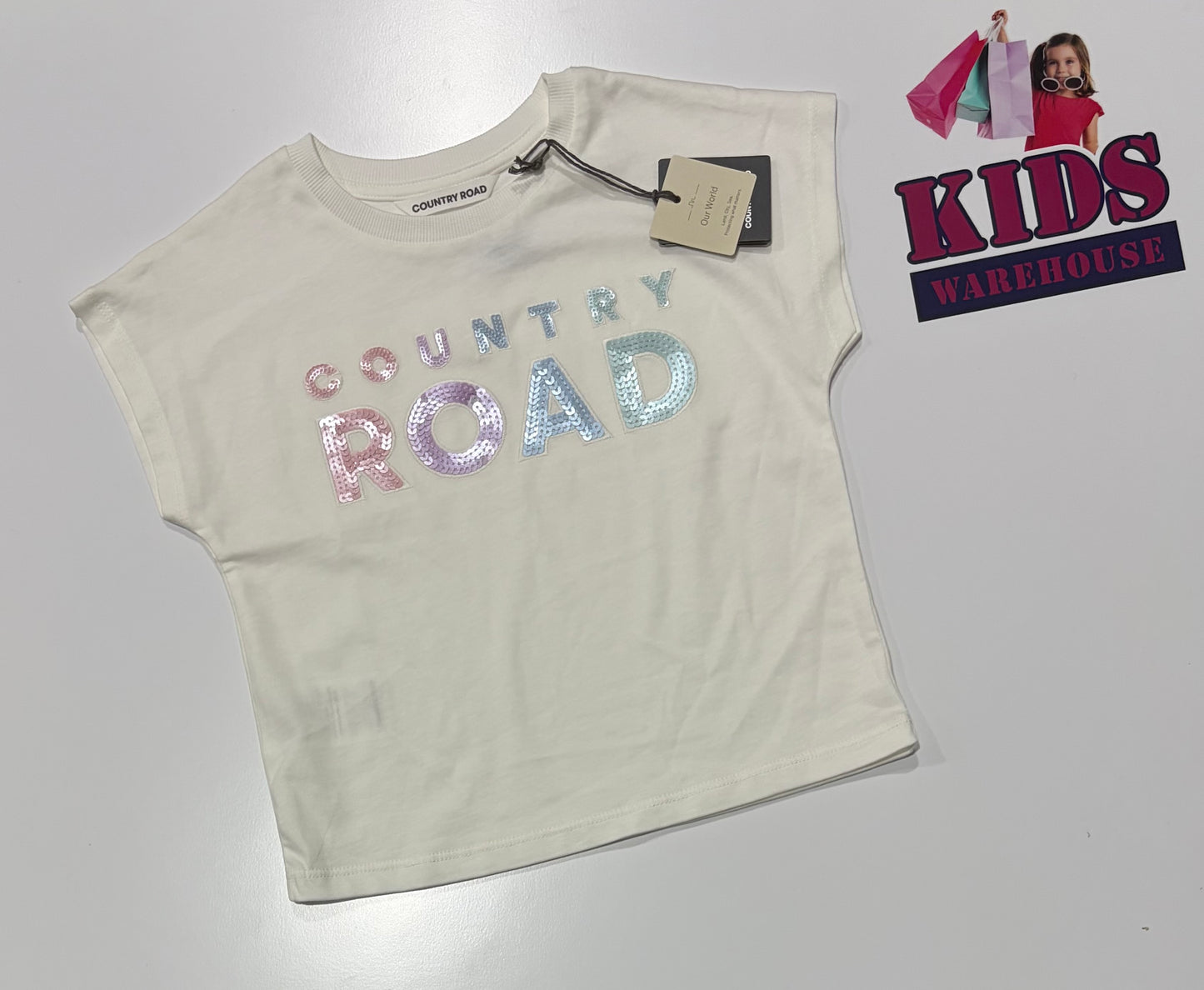 Not Used Country Road White, Rainbow Fade Sequin Top Size 3