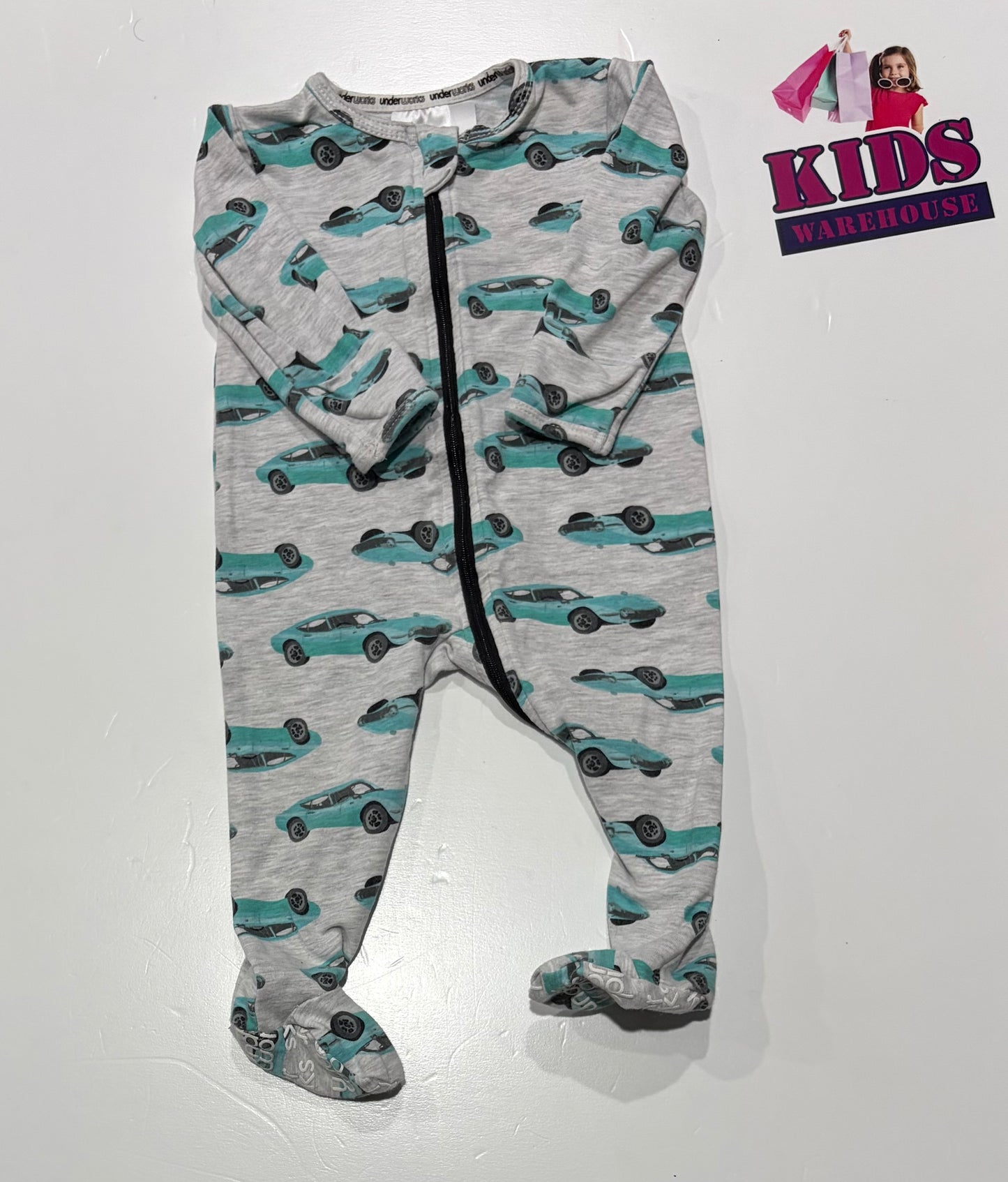 Underworks Grey, Blue Car Print Jumpsuit Size 00