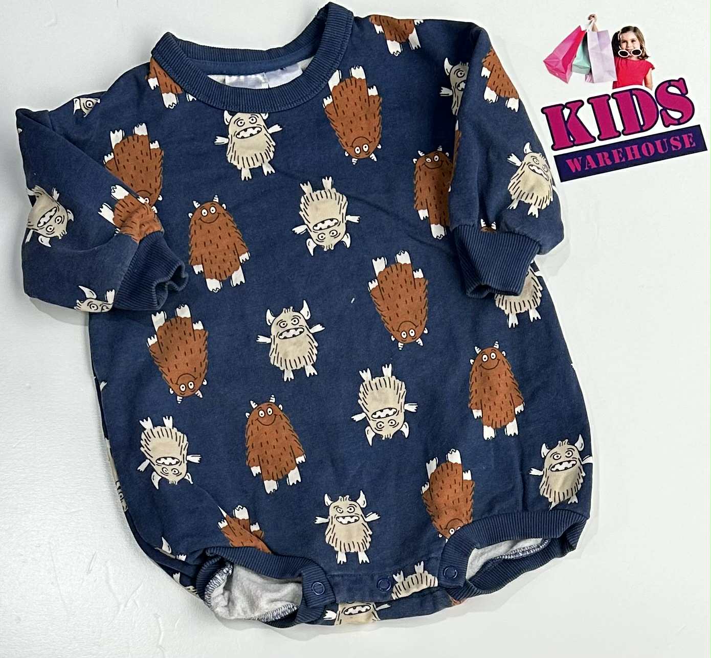 Bonds Blue Bodysuit With Monster Pattern Size 00