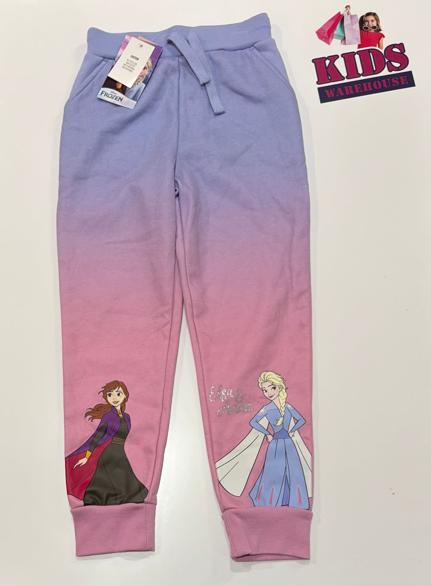 Not Used Disney Frozen Purple, Pink, Characters Print Pants Size 8